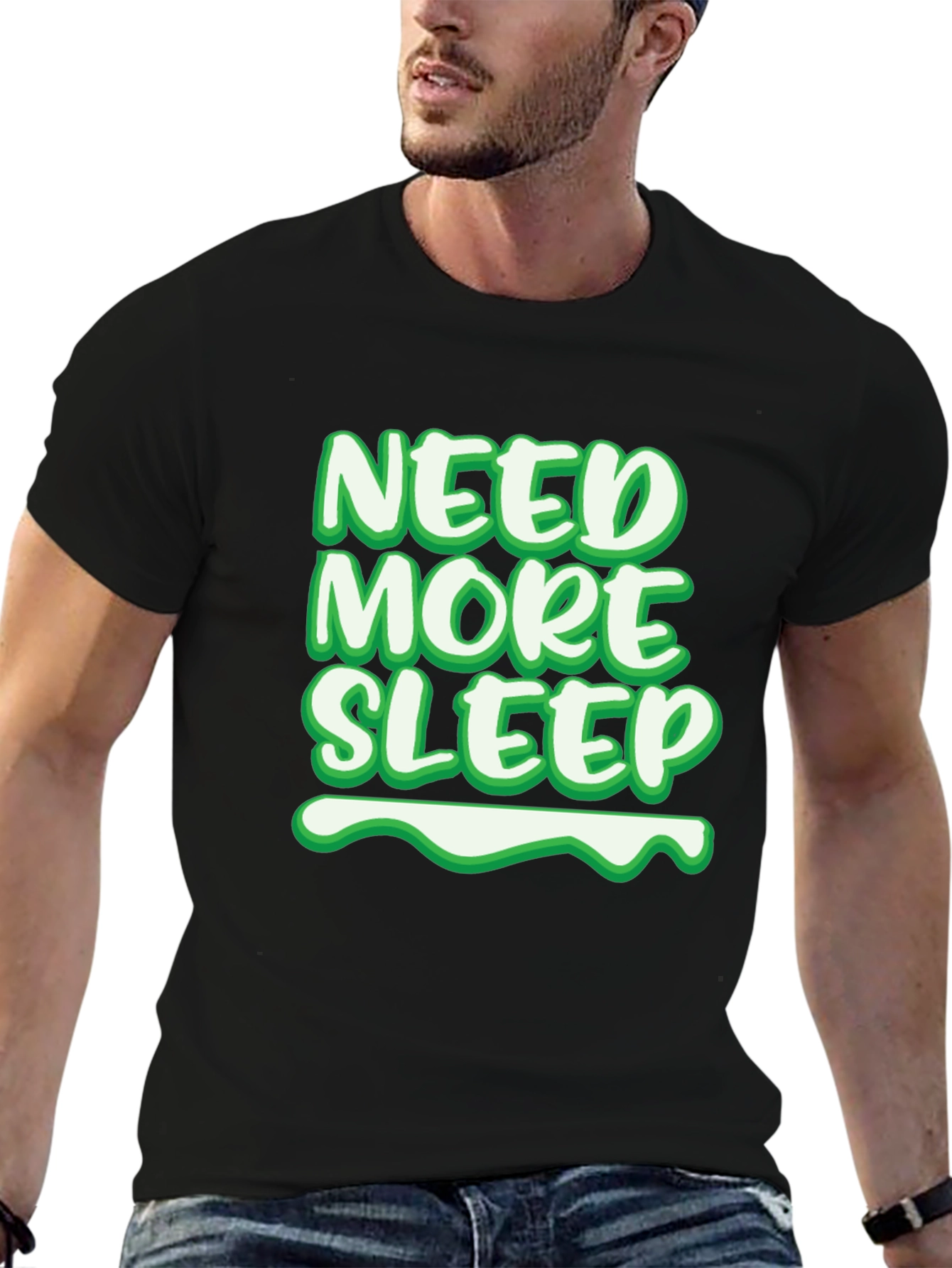 Black Need More Sleep Graphic Tee - Soft Cotton Blend view 6