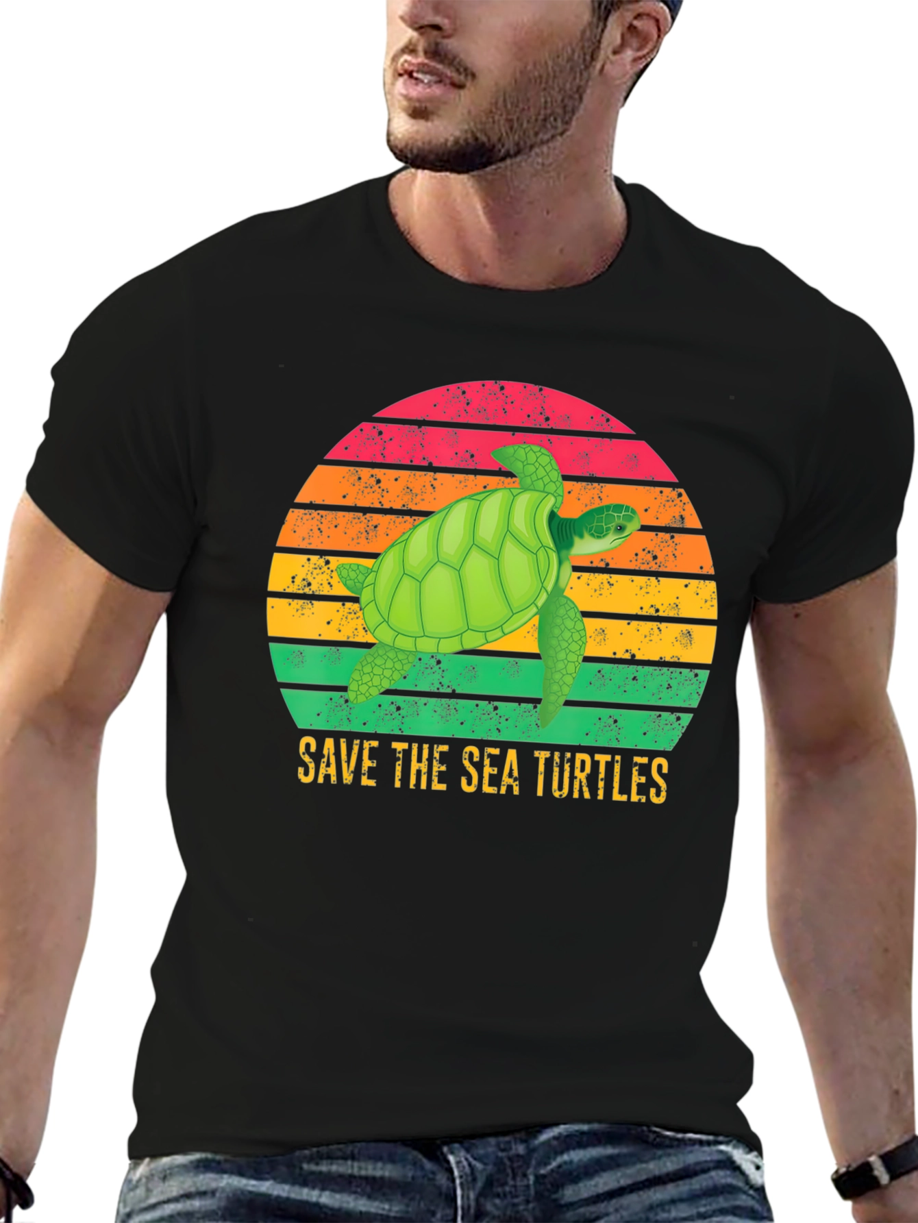 Black Save The Sea Turtles T-Shirt view 6
