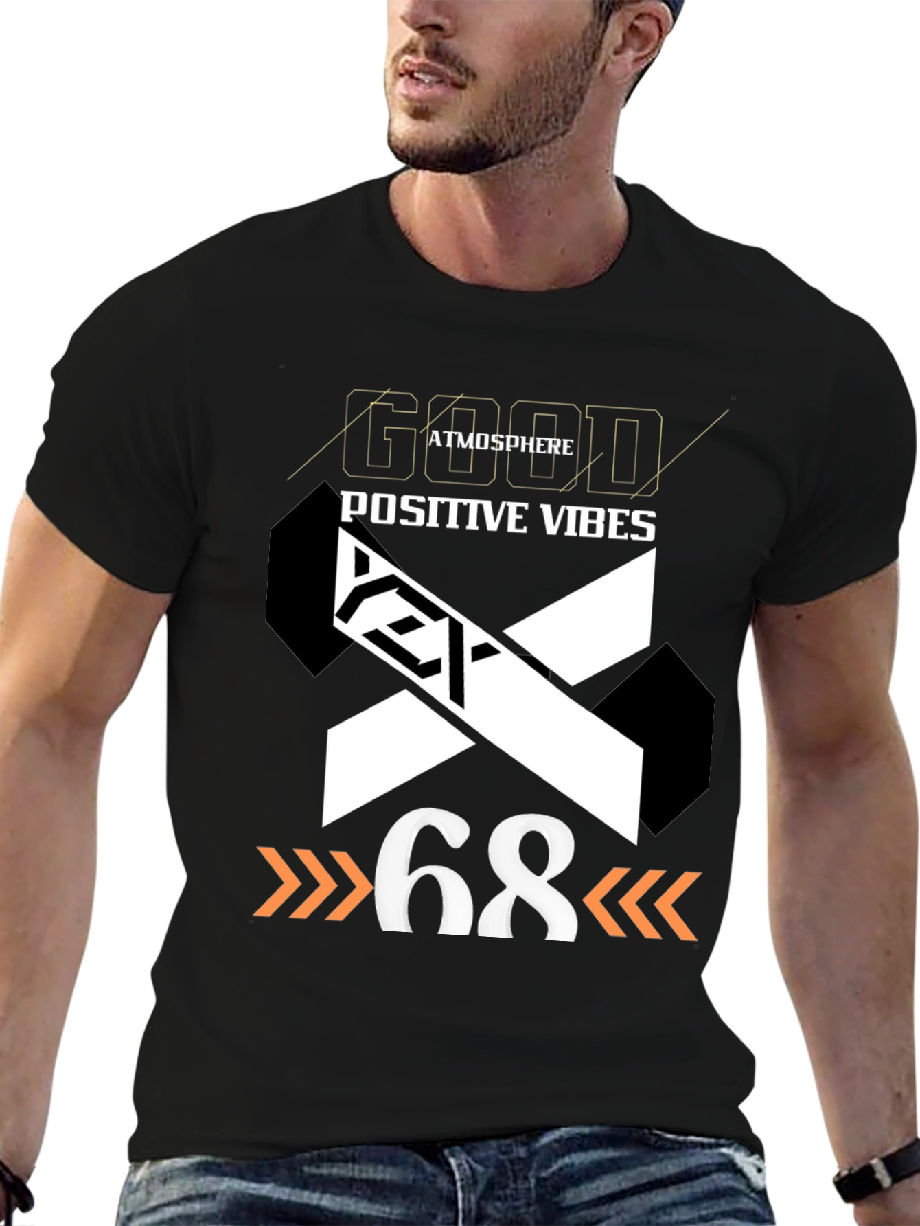 Black Good Atmosphere Positive Vibes Graphic Tee view 6