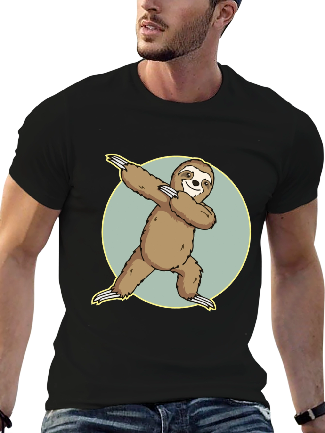 Black Sloth Dabbing T-Shirt - Funny Animal Tee view 6