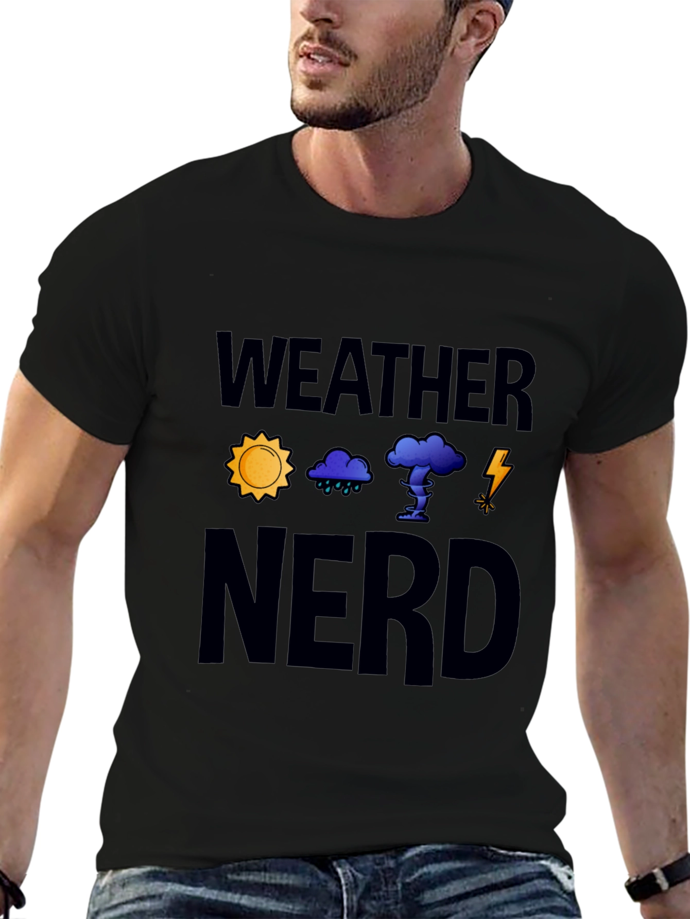 Black Weather Nerd Graphic T-Shirt - Black view 6