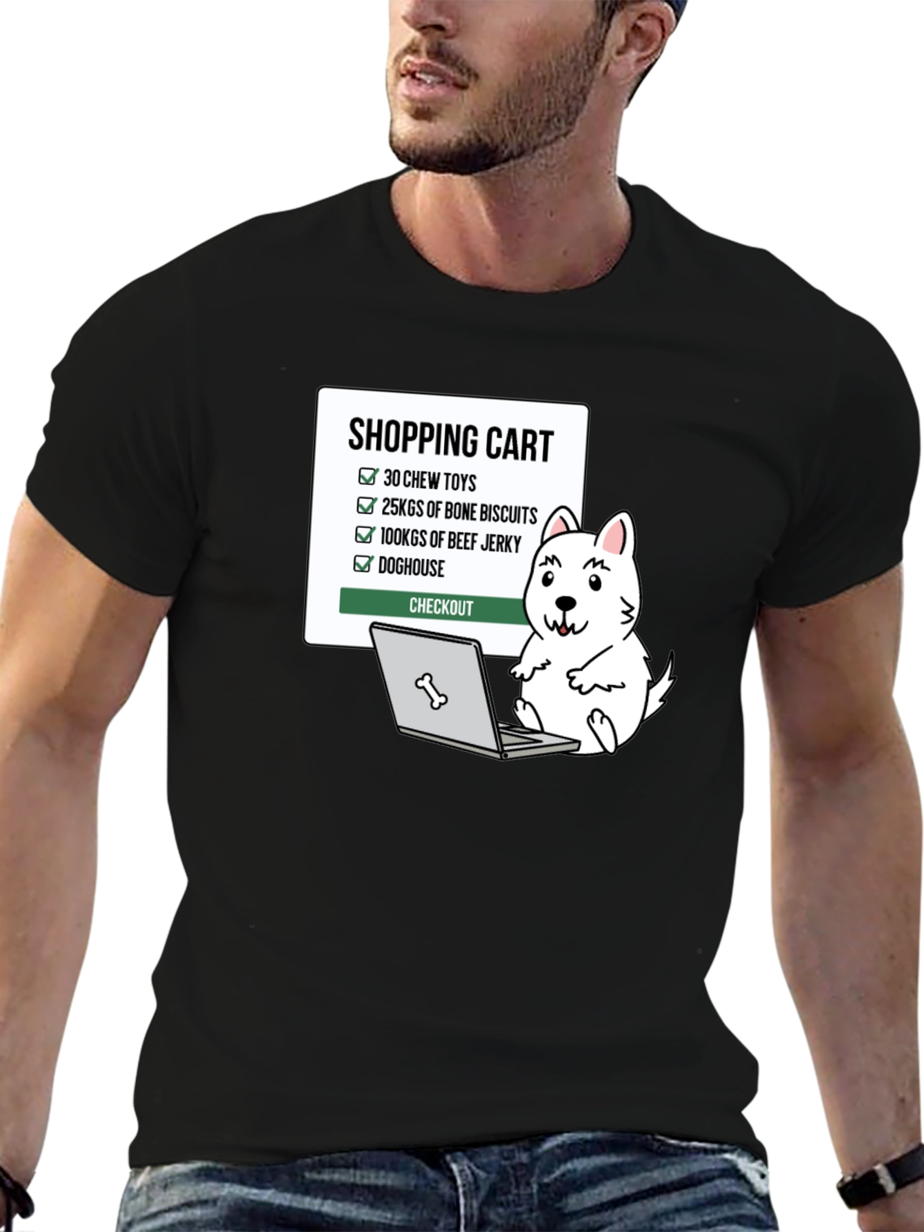 Black Dog Lover Shopping Cart T-Shirt view 6