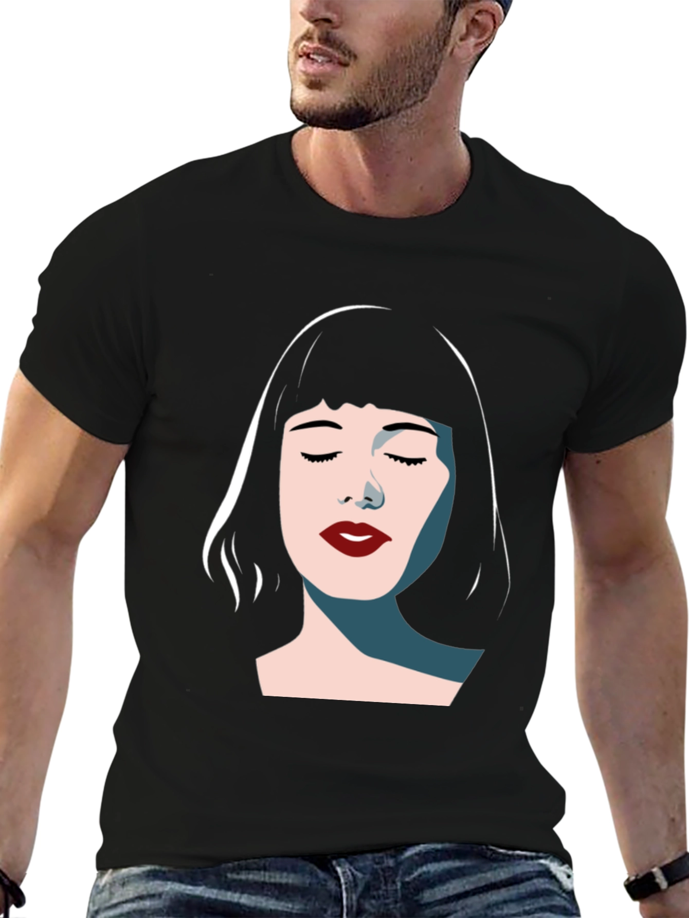 Black Minimalist Woman Graphic Tee - Modern Style view 6