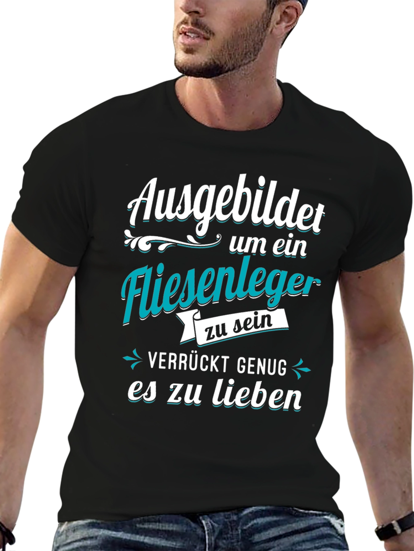 Black Ausgebildet Fliesenleger T-Shirt - Crazy Enough To Love It! view 6