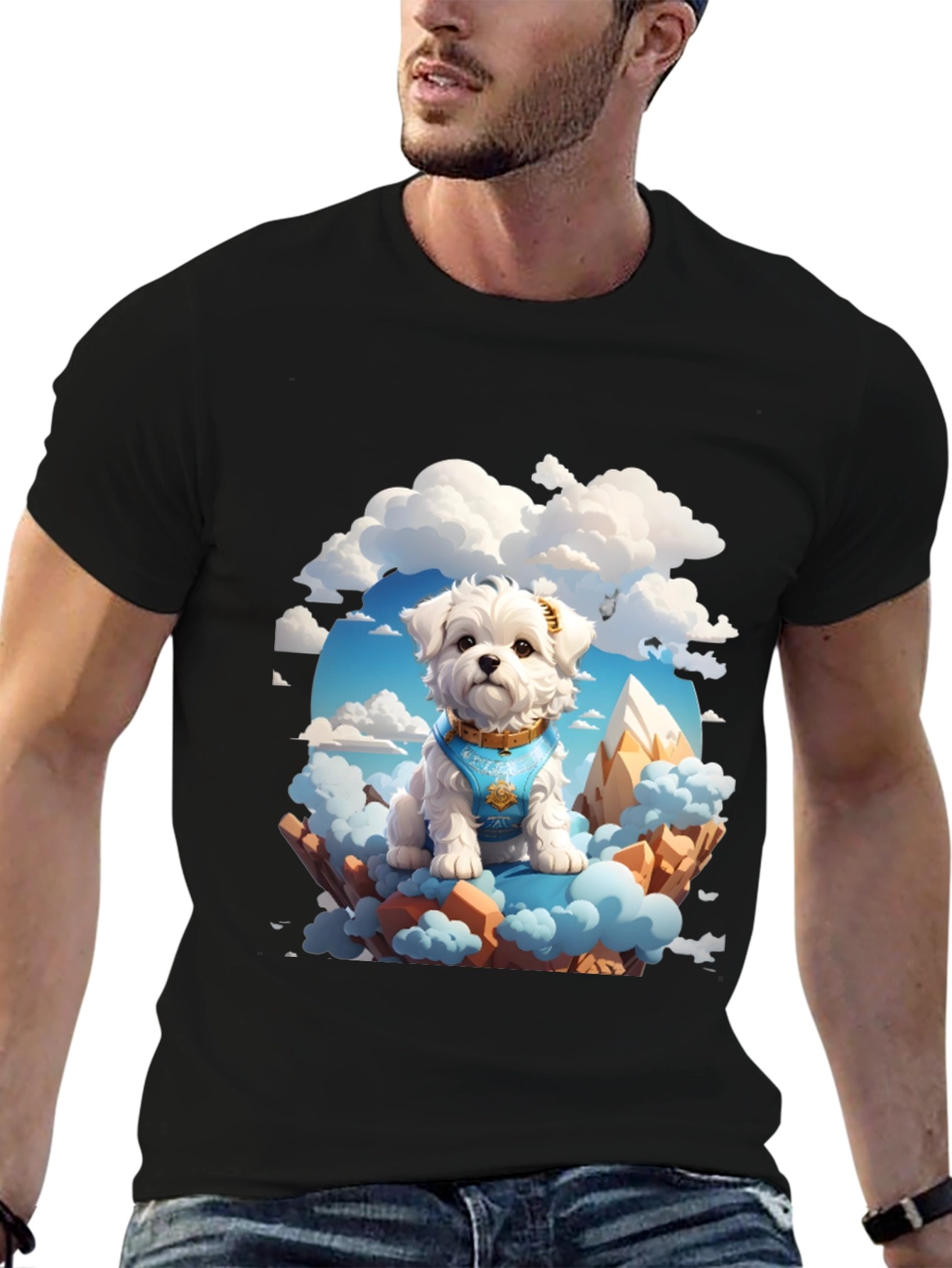 Black Dog in the Clouds T-Shirt view 6