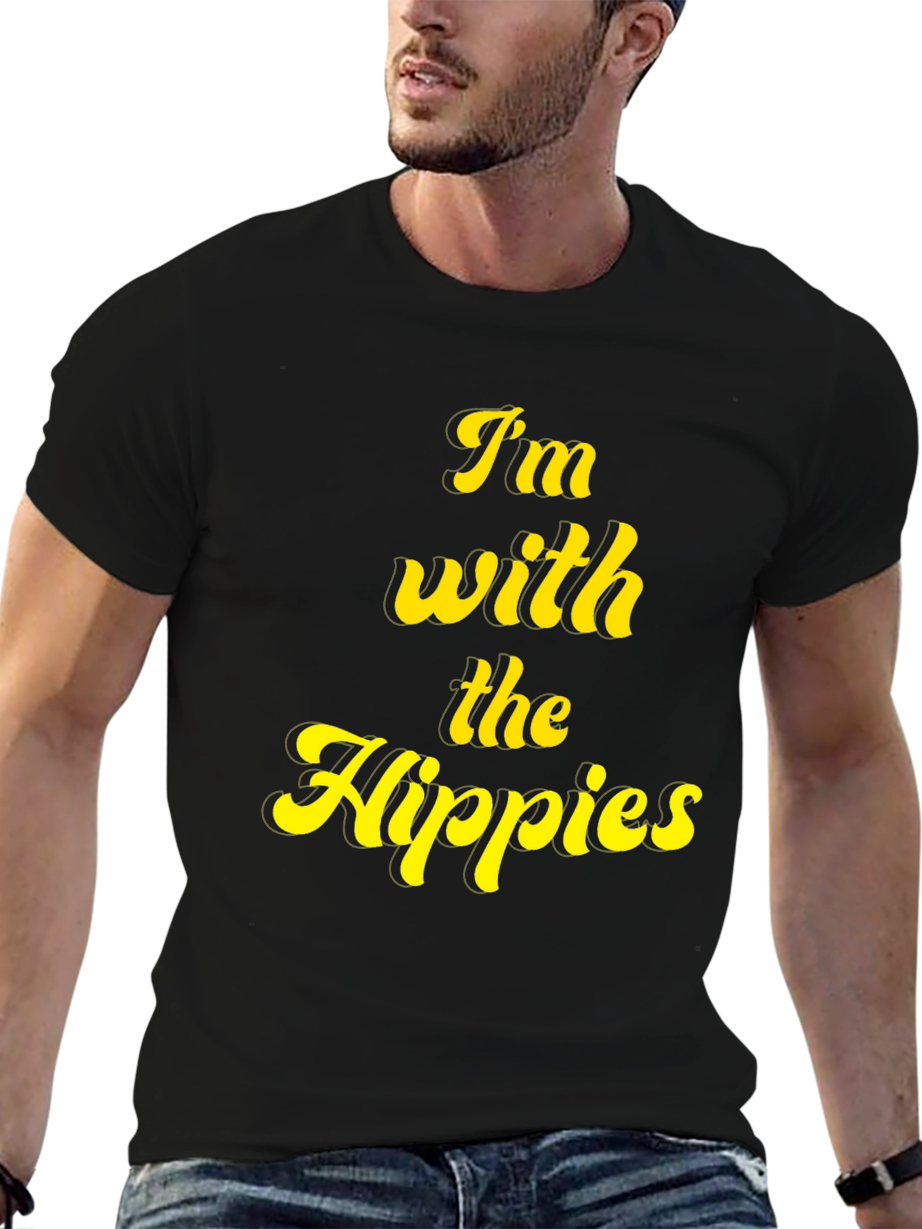 Black I'm With The Hippies Graphic T-Shirt view 6