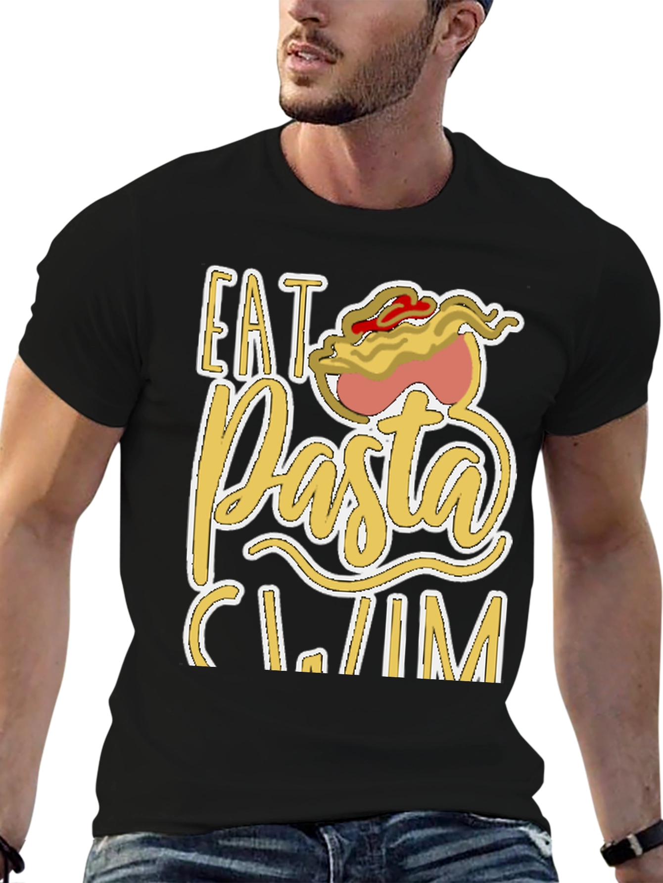 Black Eat Pasta Swim T-Shirt Funny Foodie Tee view 6