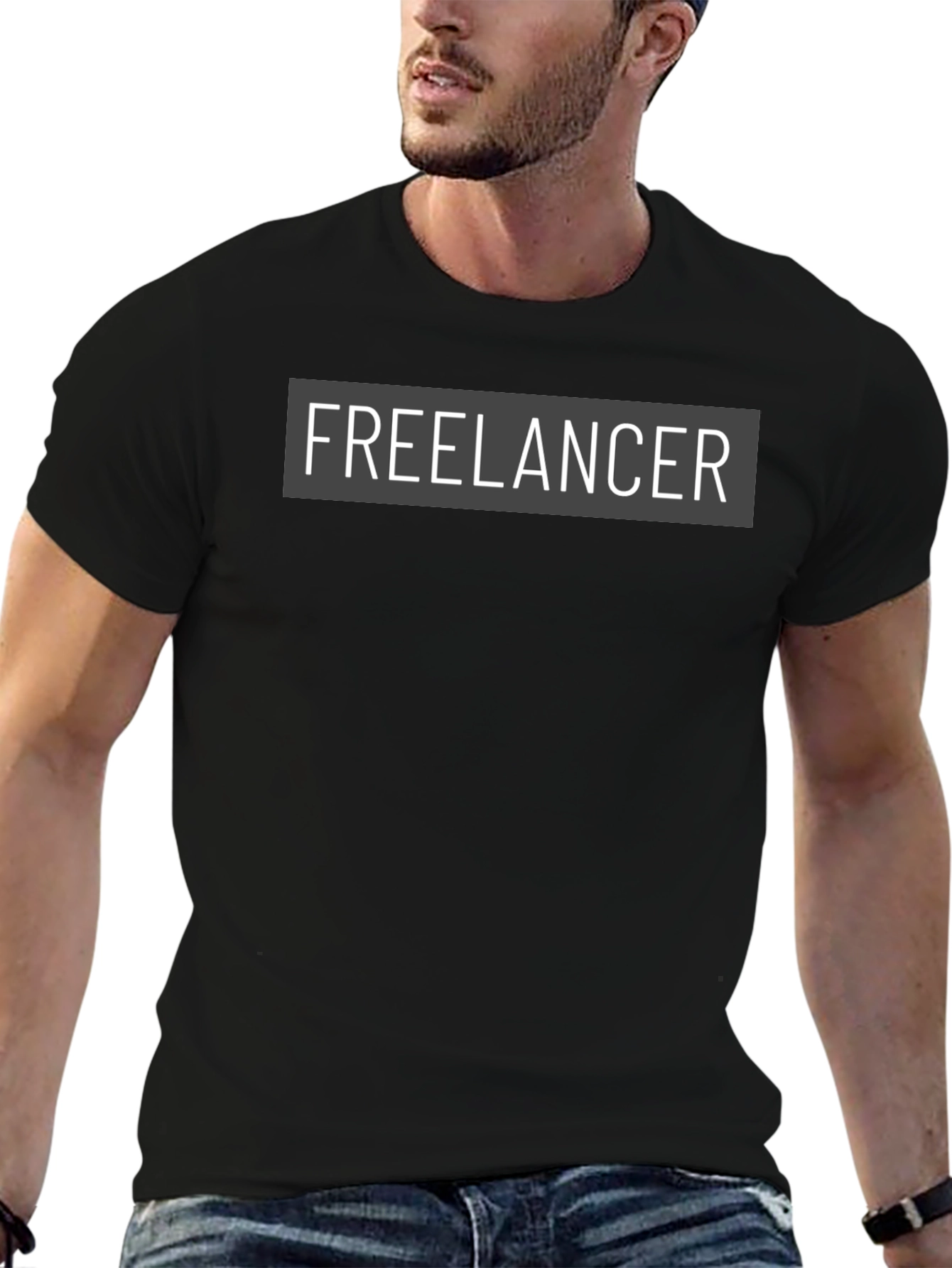 Black Freelancer Graphic Tee - Soft Cotton Black Shirt view 6