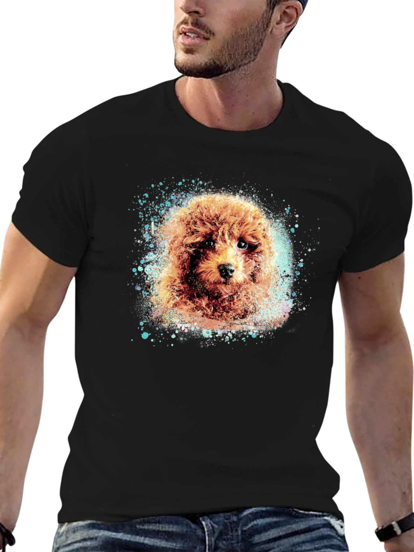 Black Poodle Art Print Tee - Soft Cotton Blend view 6