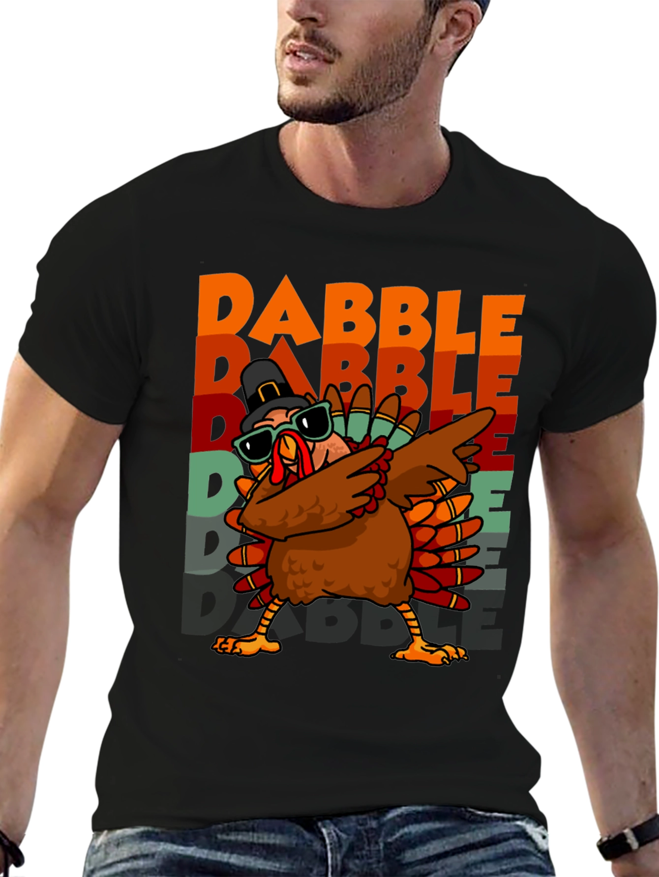 Black Dabble Turkey Graphic T-Shirt Thanksgiving view 6