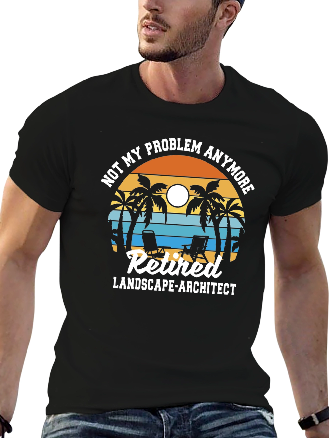 Black Retired Landscape Architect T-Shirt view 6