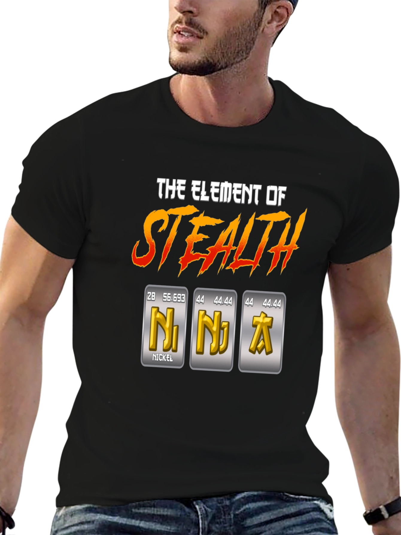 Black Element of Stealth T-Shirt - Ninja Periodic Table Pun view 6