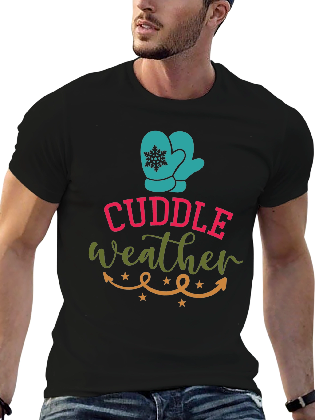 Black Cuddle Weather T-Shirt Winter Fun view 6