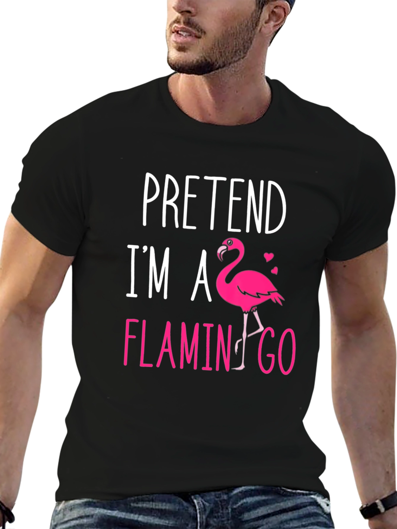Black Pretend I'm A Flamingo T-Shirt view 6