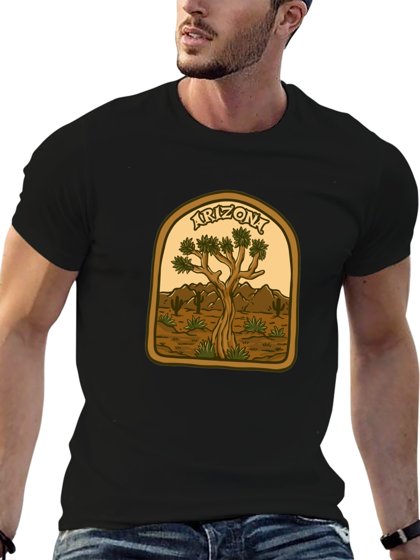 Black Arizona Desert Graphic T-Shirt view 6