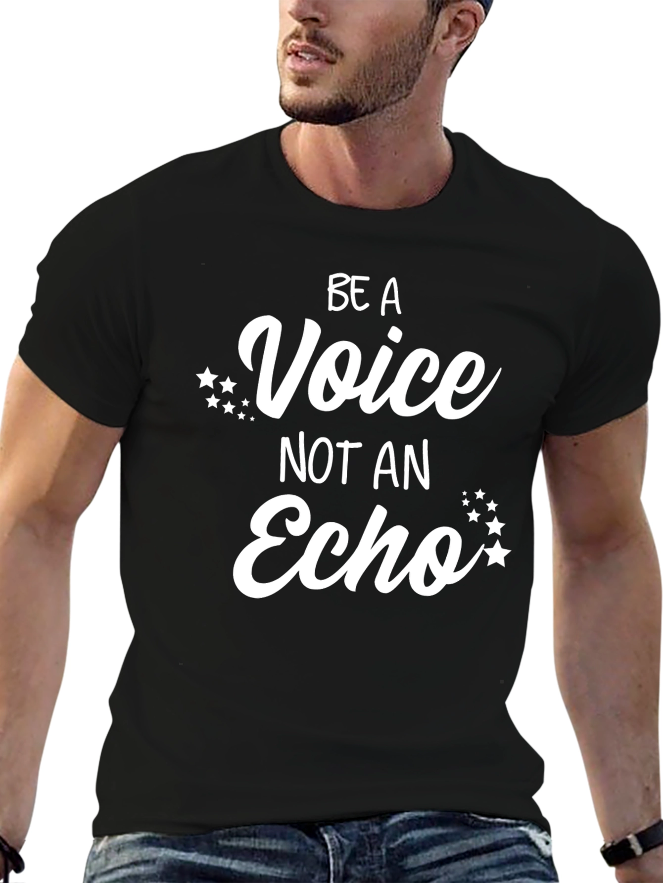 Black Be A Voice T-Shirt - Inspirational Graphic Tee view 6
