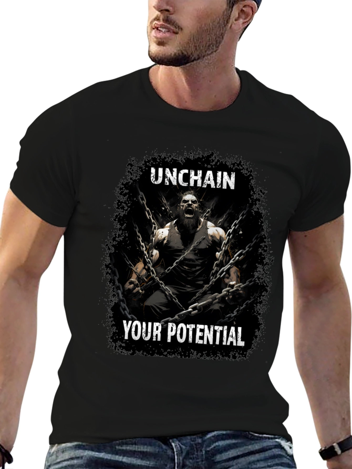 Black Unchain Your Potential Graphic T-Shirt - Black view 6