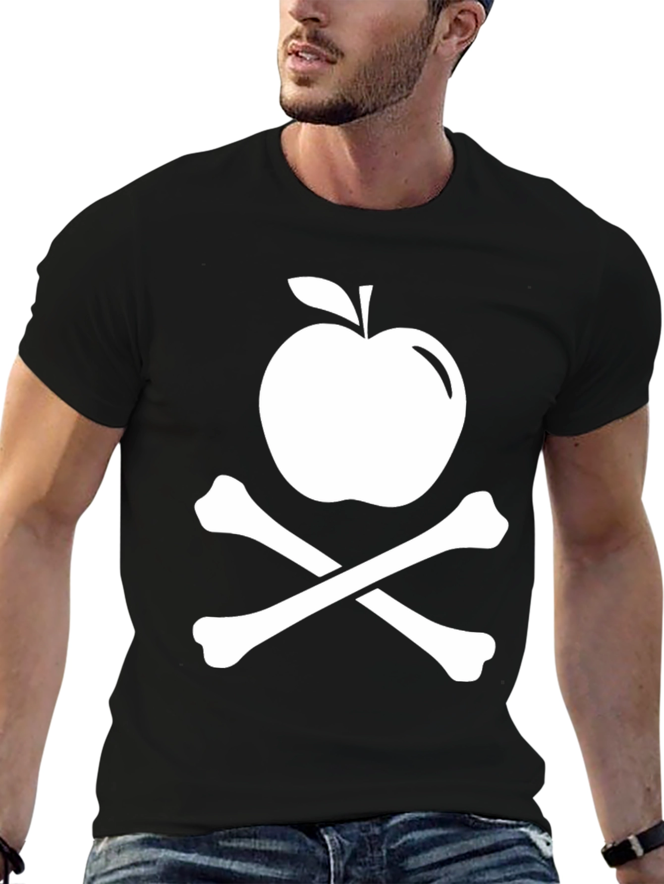 Black Apple & Crossbones Graphic Tee view 6