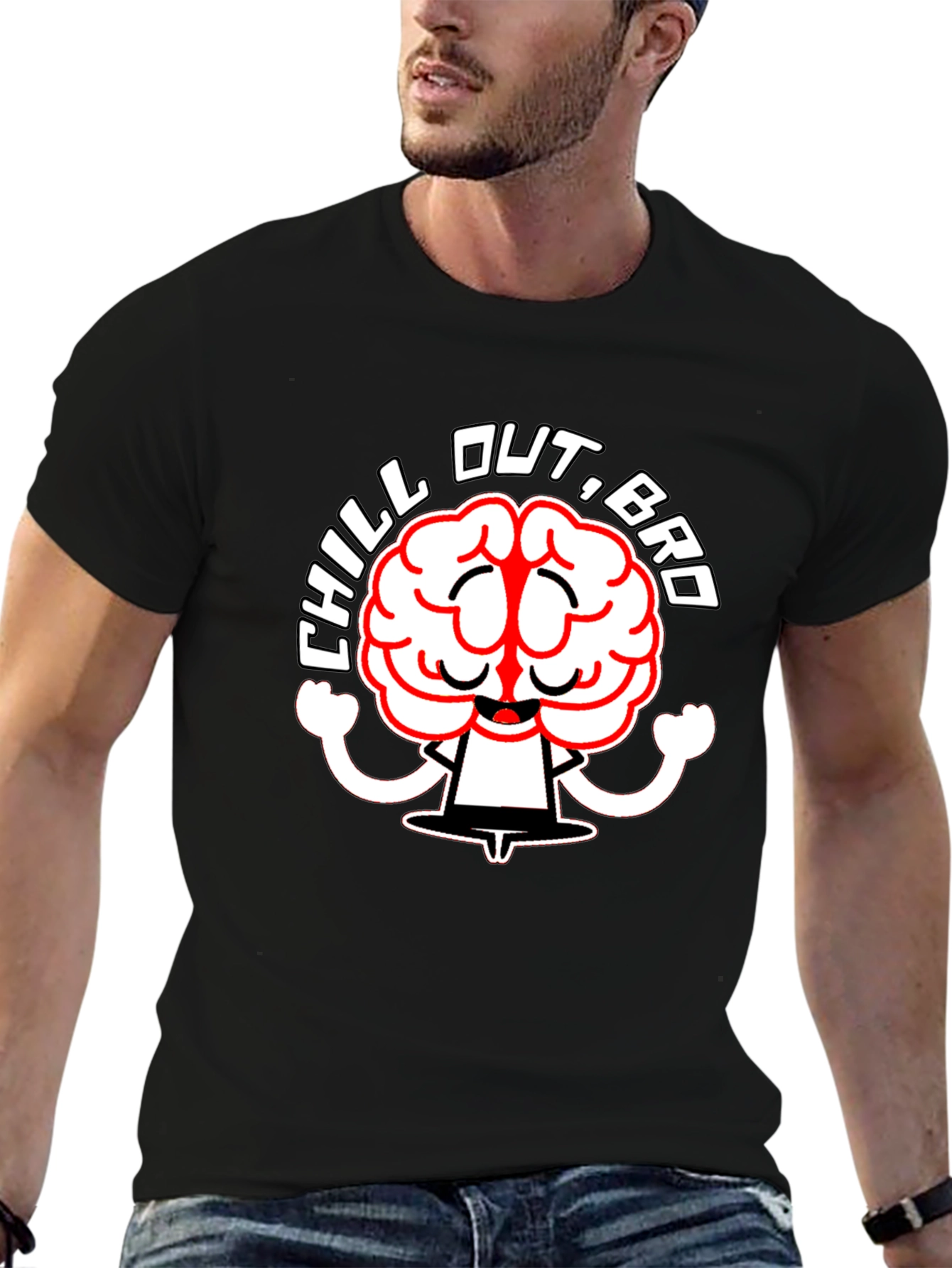 Black Chill Out, Bro Graphic T-Shirt view 6