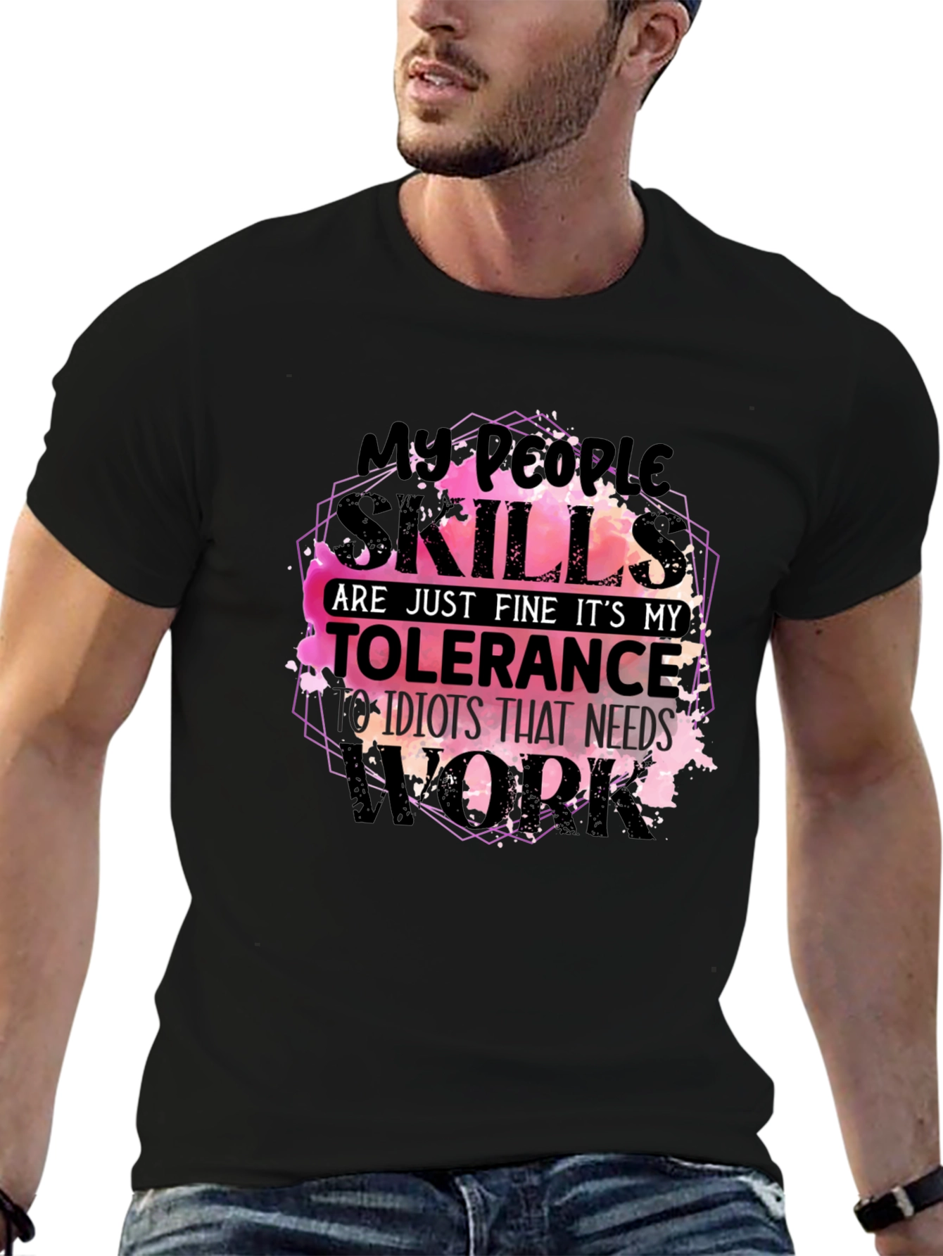 Black My People Skills T-Shirt Funny Sarcastic Tee view 6