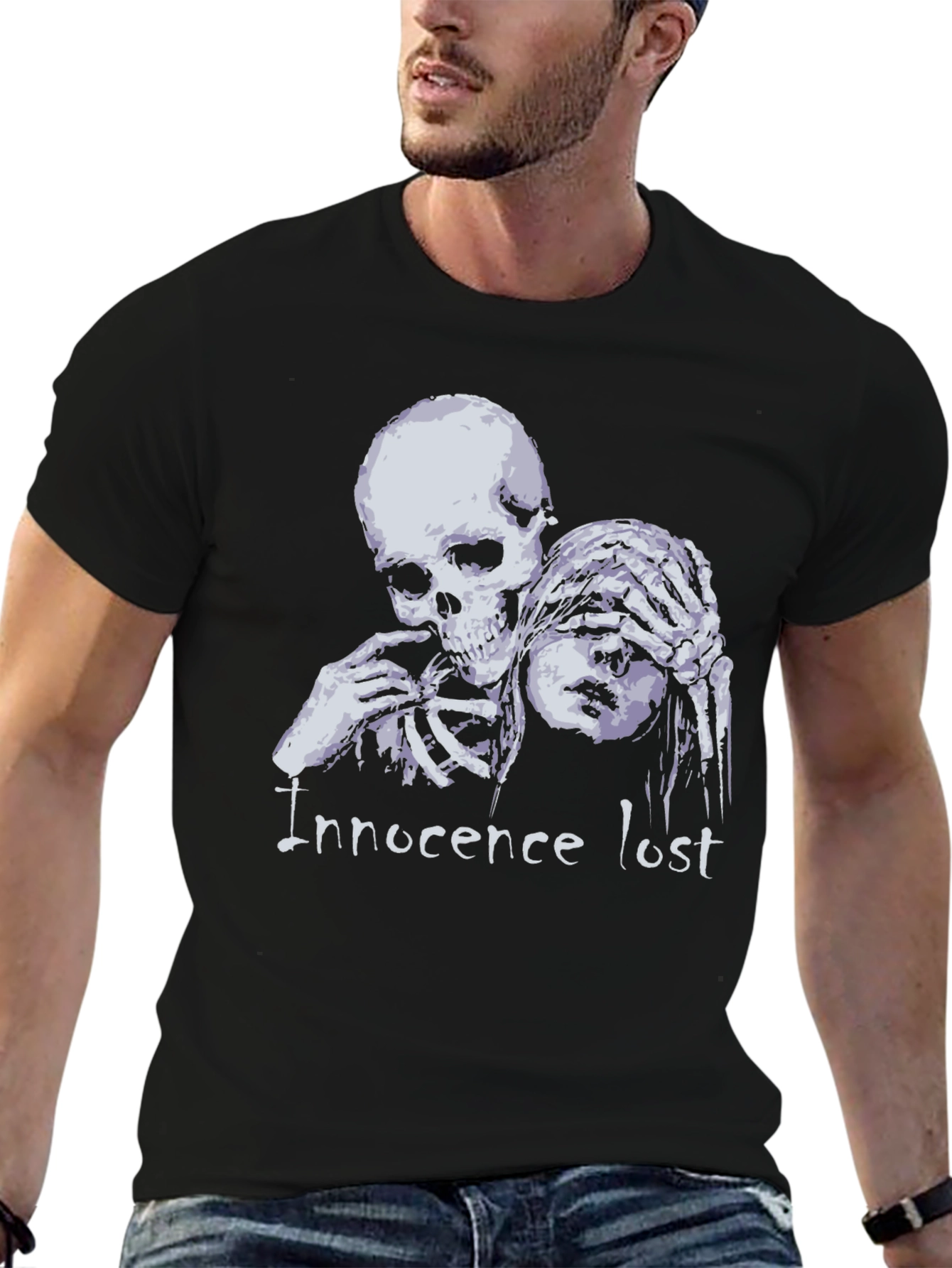 Black Innocence Lost Graphic Tee - Edgy Dark Humor Shirt view 6