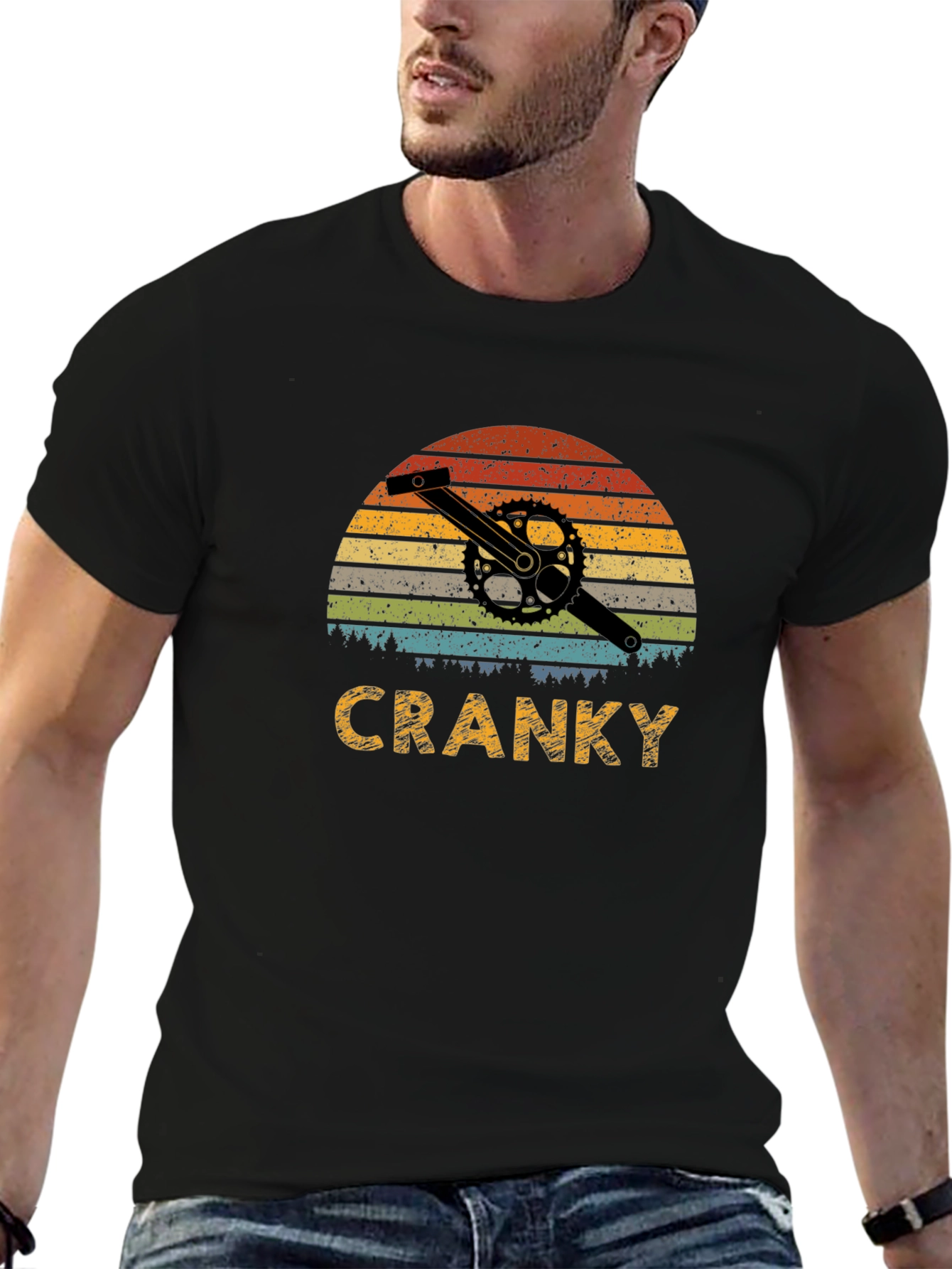 Black Cranky Retro Bike T-Shirt view 6