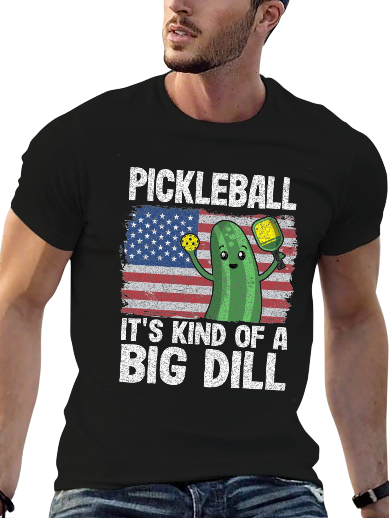 Black Pickleball Big Dill Graphic Tee view 6