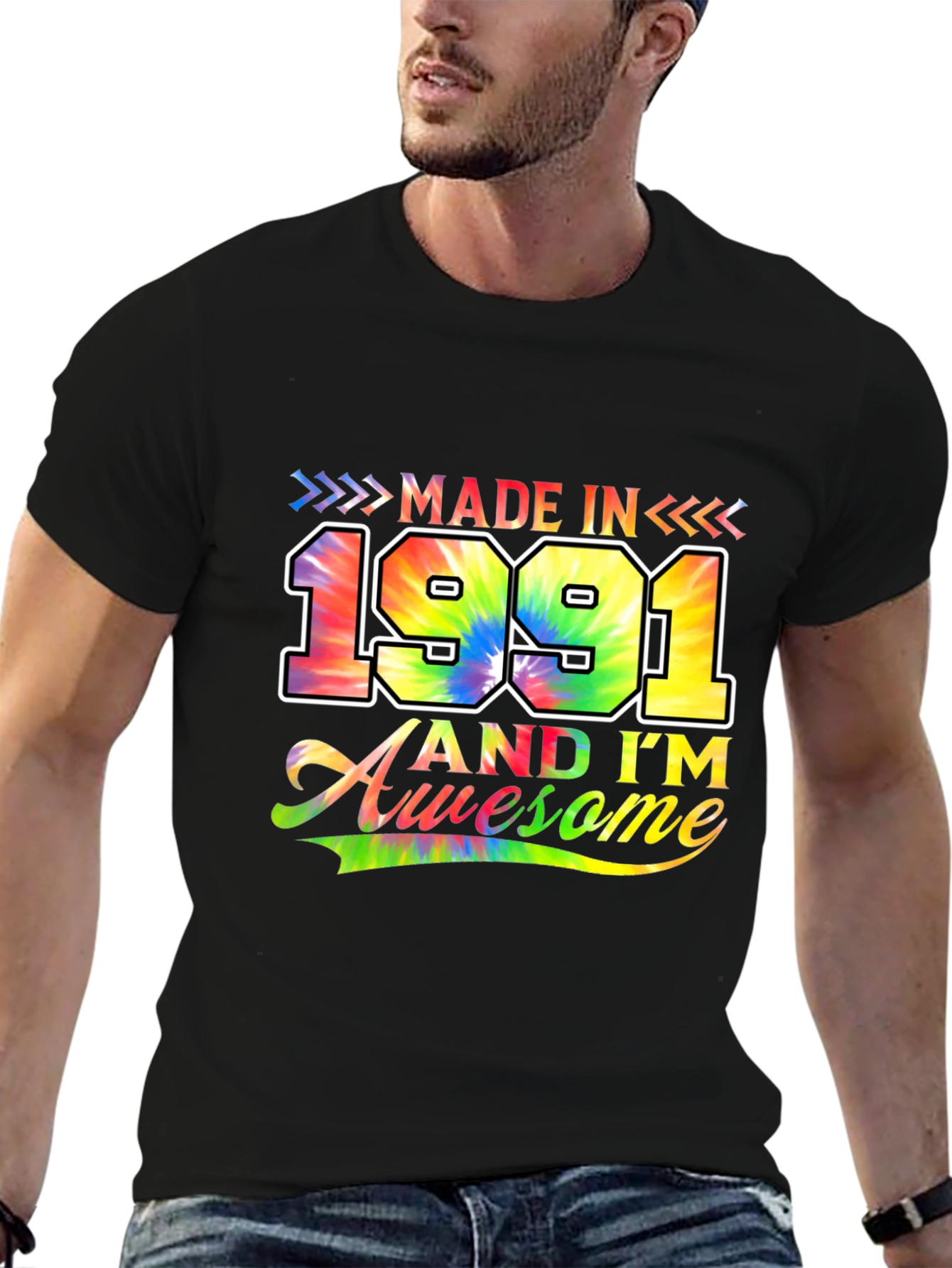 Black Made in 1991 Awesome T-Shirt view 6