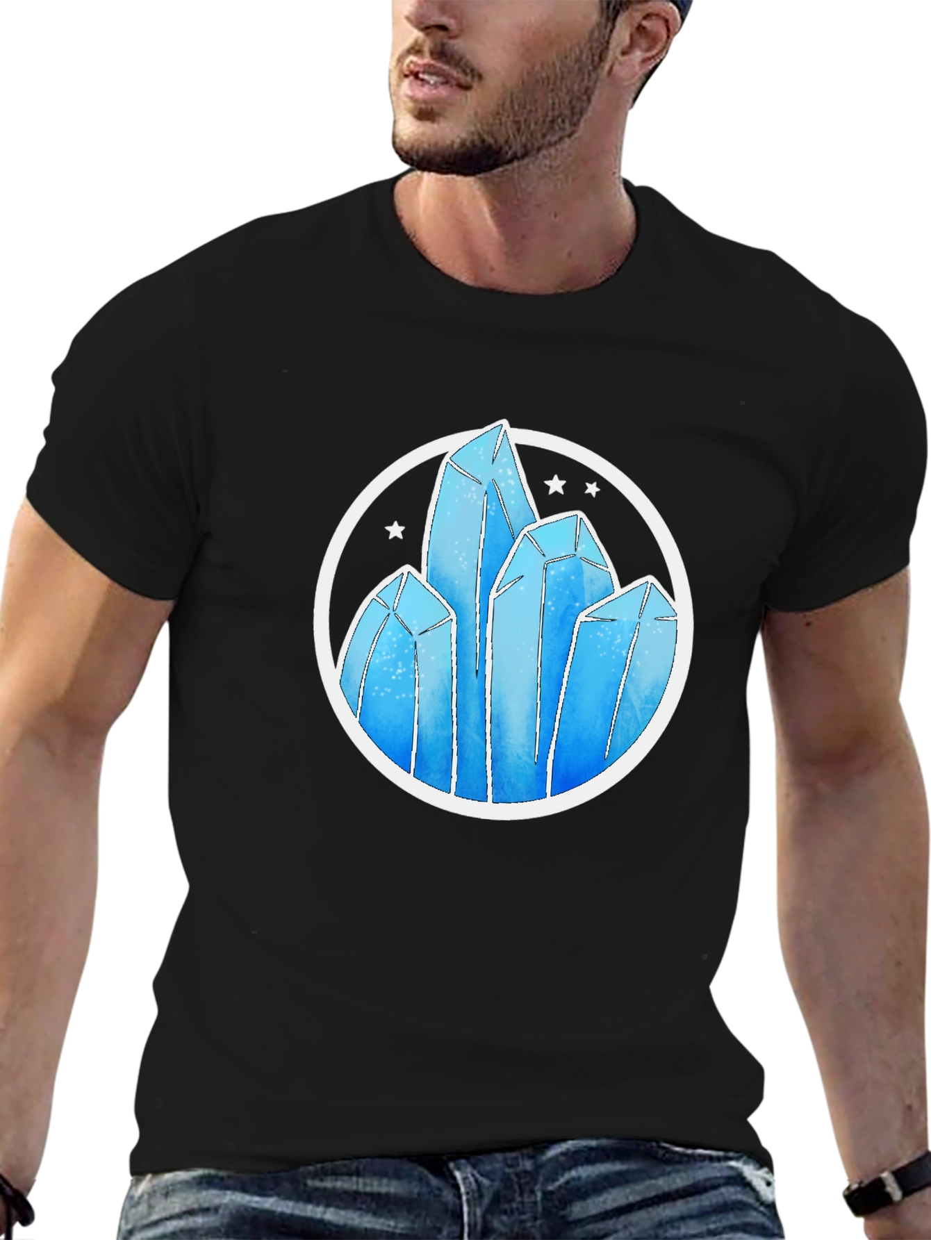 Black Crystal Formation Graphic Tee - Modern Design view 6