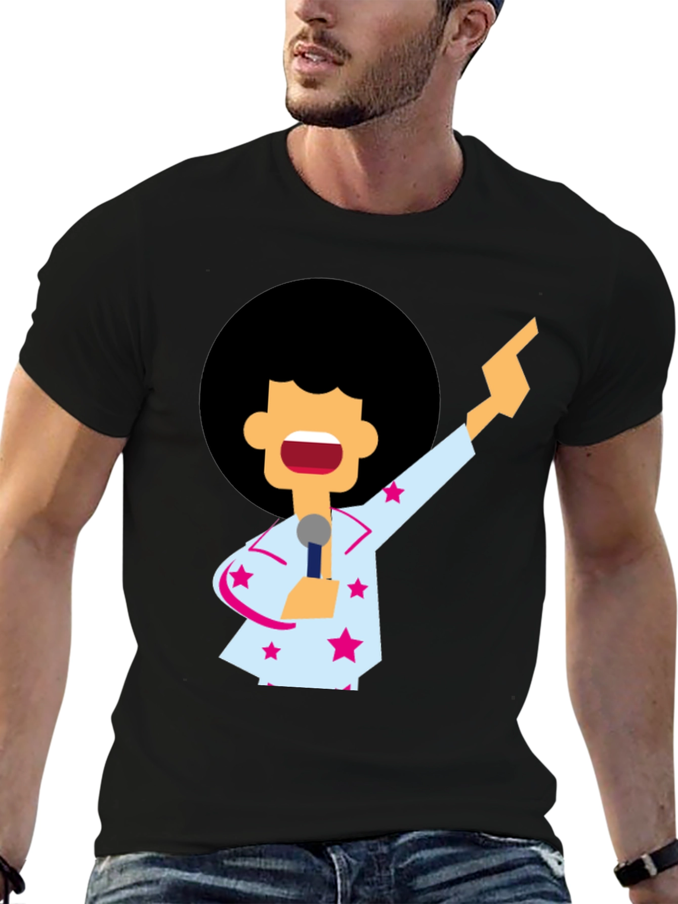 Black Funky Retro Disco T-Shirt view 6