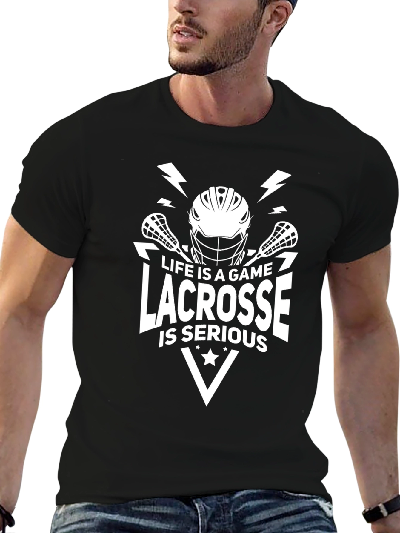 Black Life is a Game Lacrosse T-Shirt view 6