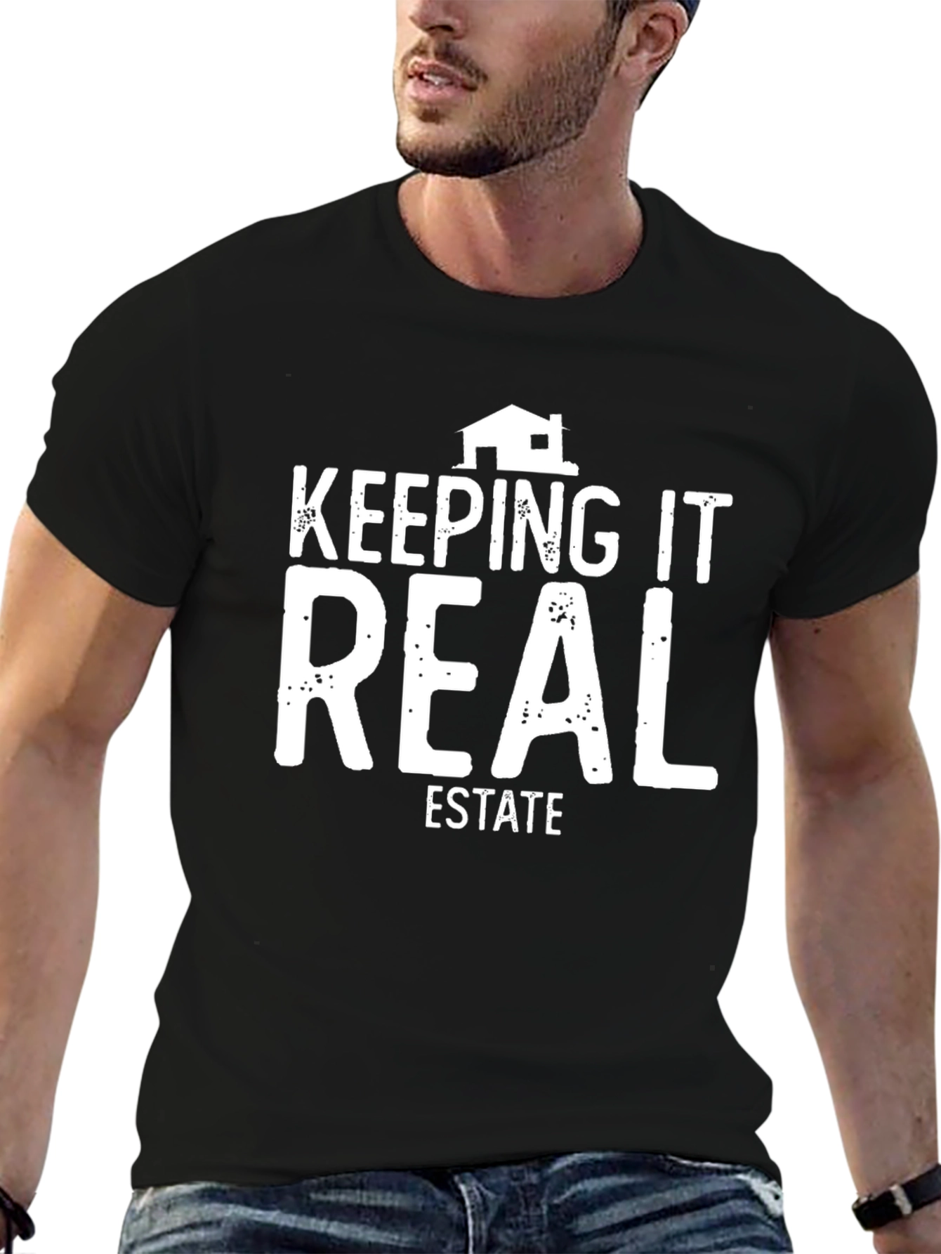 Black Keeping It Real Estate T-Shirt Black Graphic Tee view 6