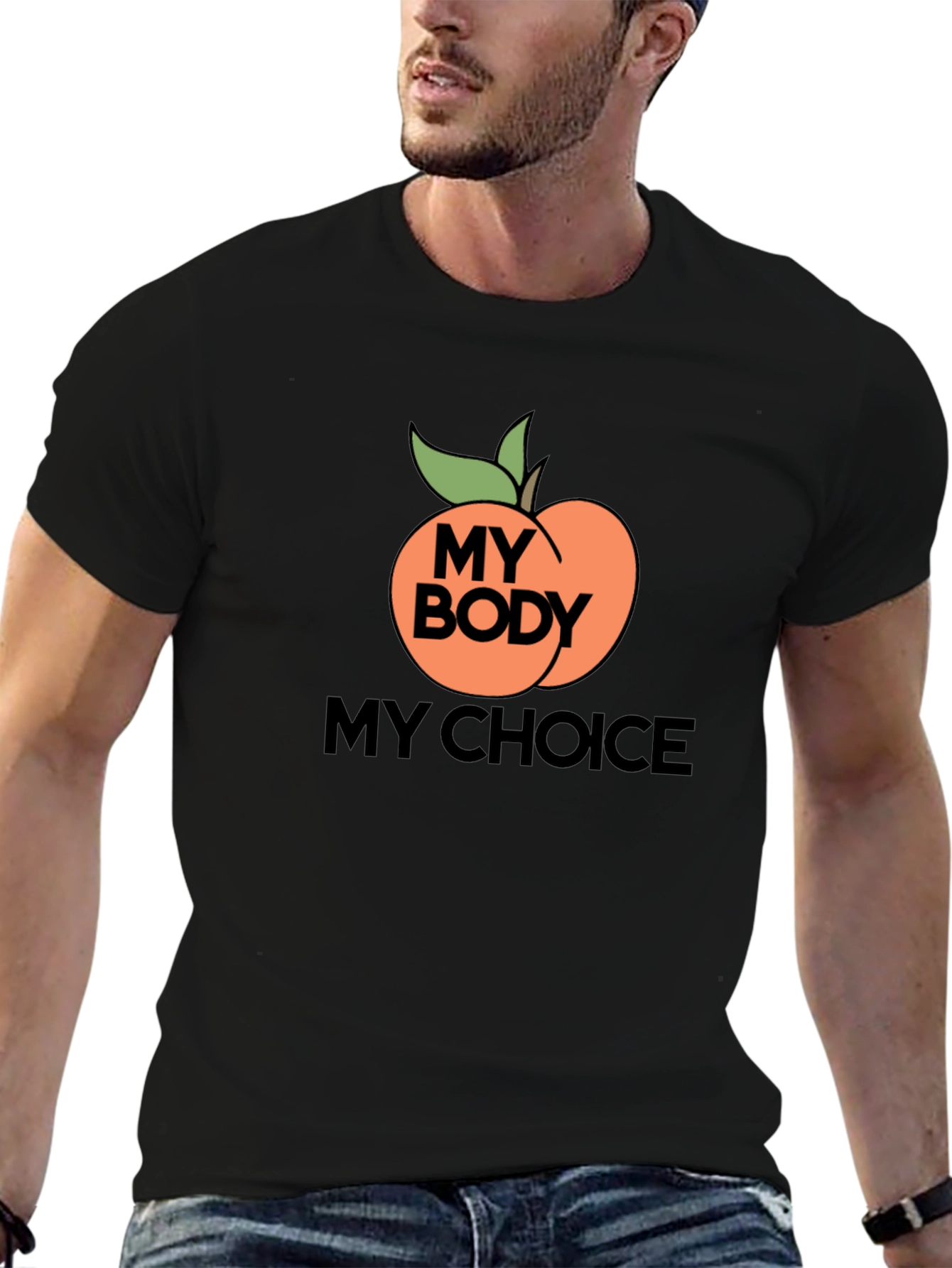 Black My Body My Choice Peach Graphic Tee view 6