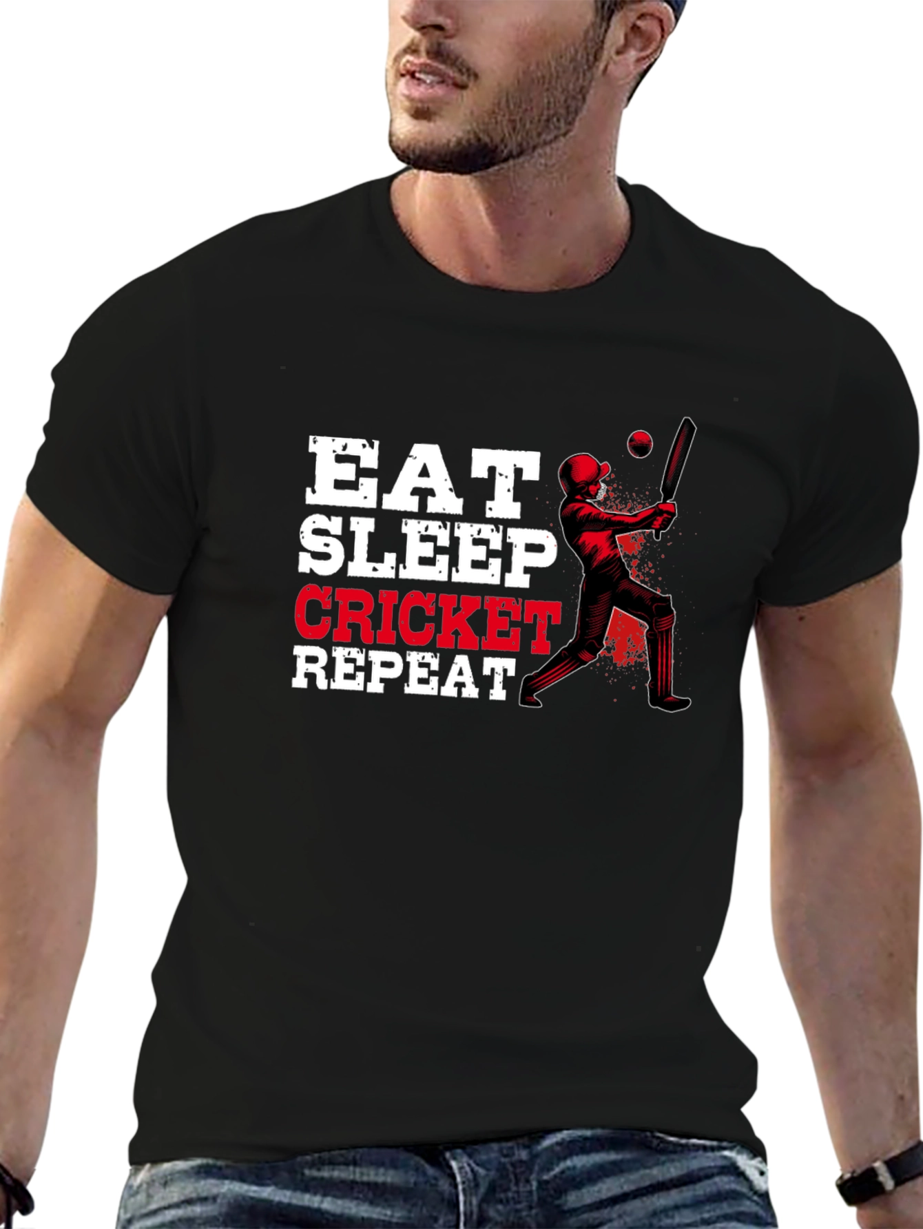 Eat Sleep Cricket Repeat Graphic Tee - 6