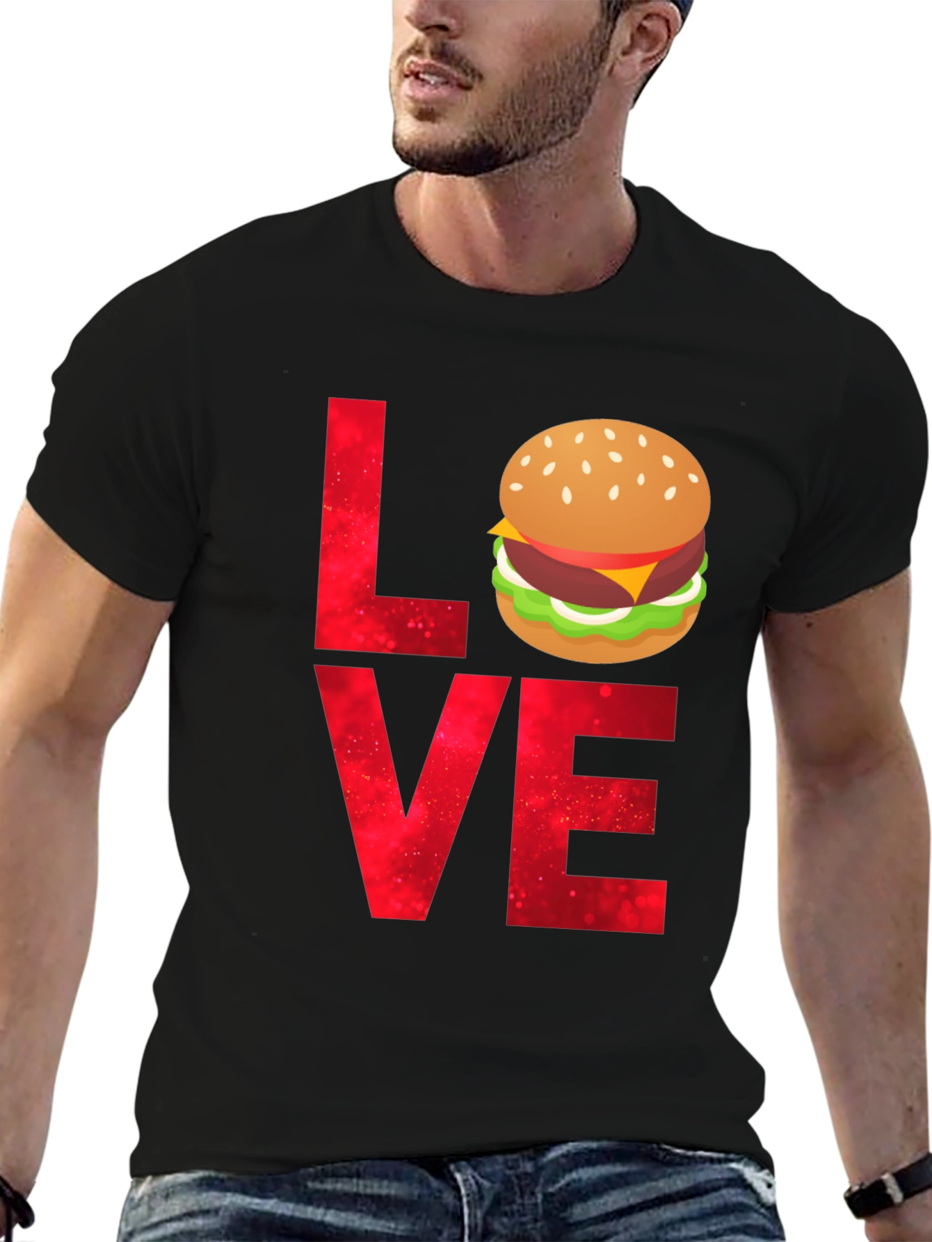 Black Love Burger T-Shirt - Foodie Tee view 6