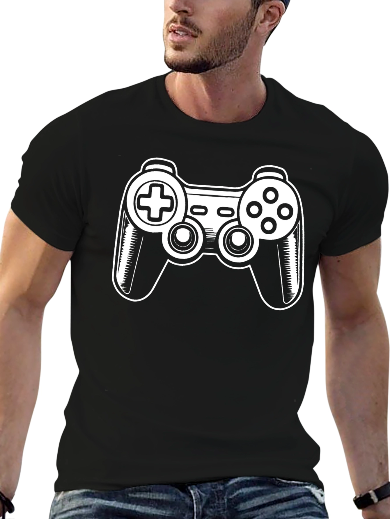 Black Gaming Controller Graphic Tee - Black T-Shirt view 6