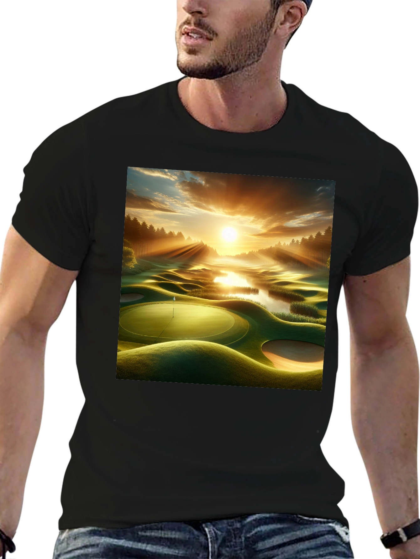 Black Scenic Golf Course T-Shirt view 6