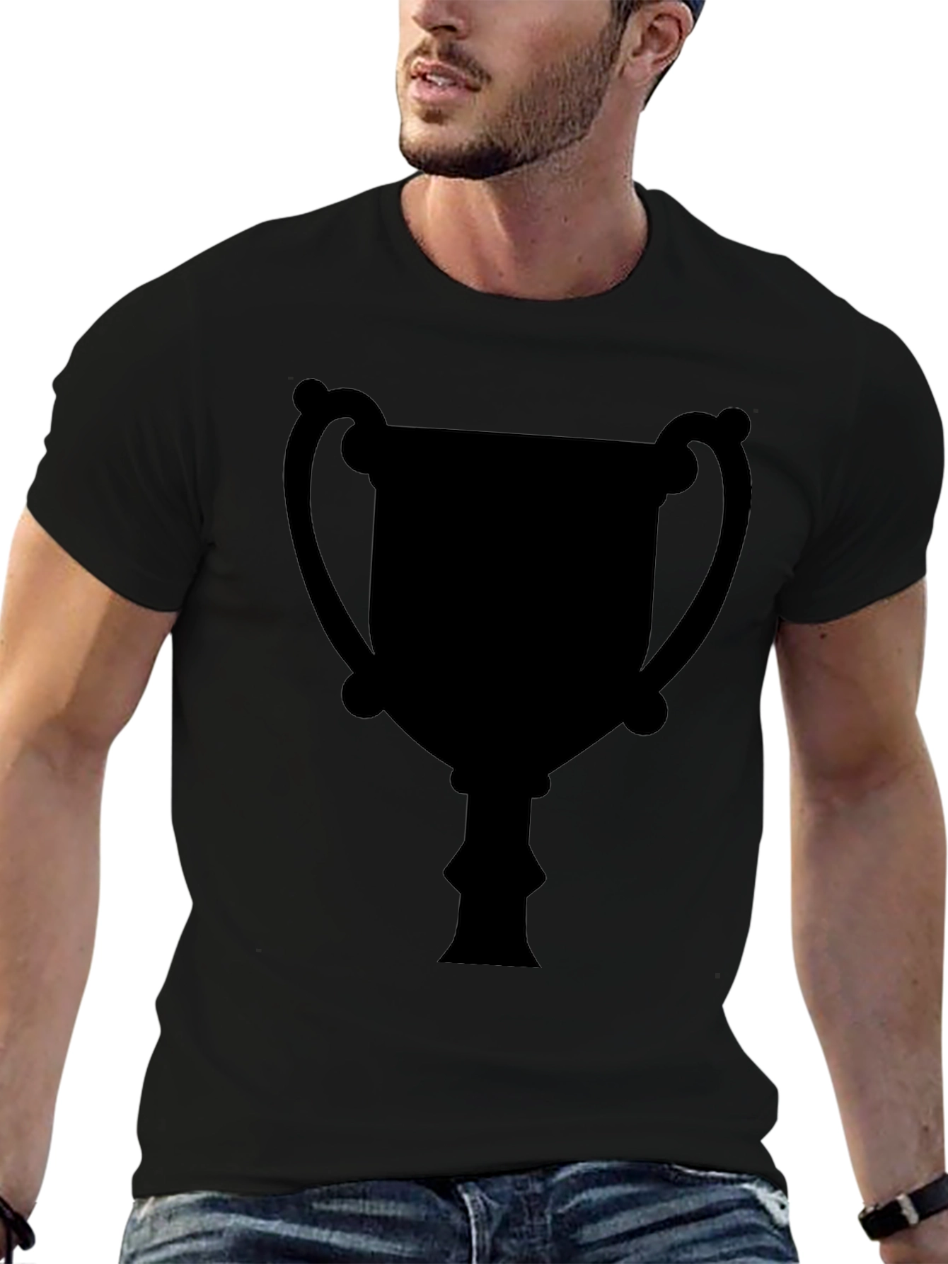 Black Men's Black Trophy Graphic Tee - Casual Style view 6
