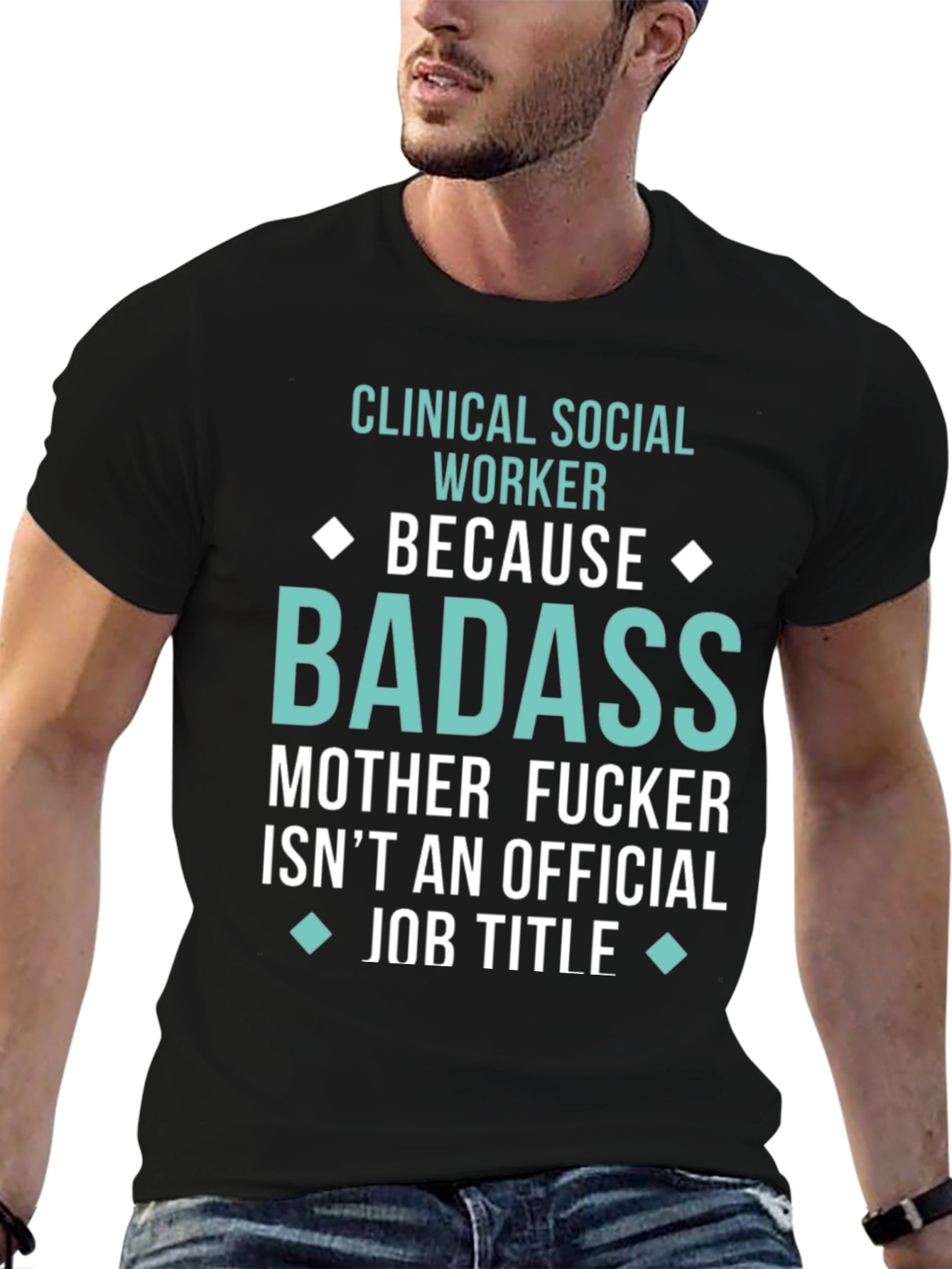 Black Clinical Social Worker Badass Graphic Tee view 6