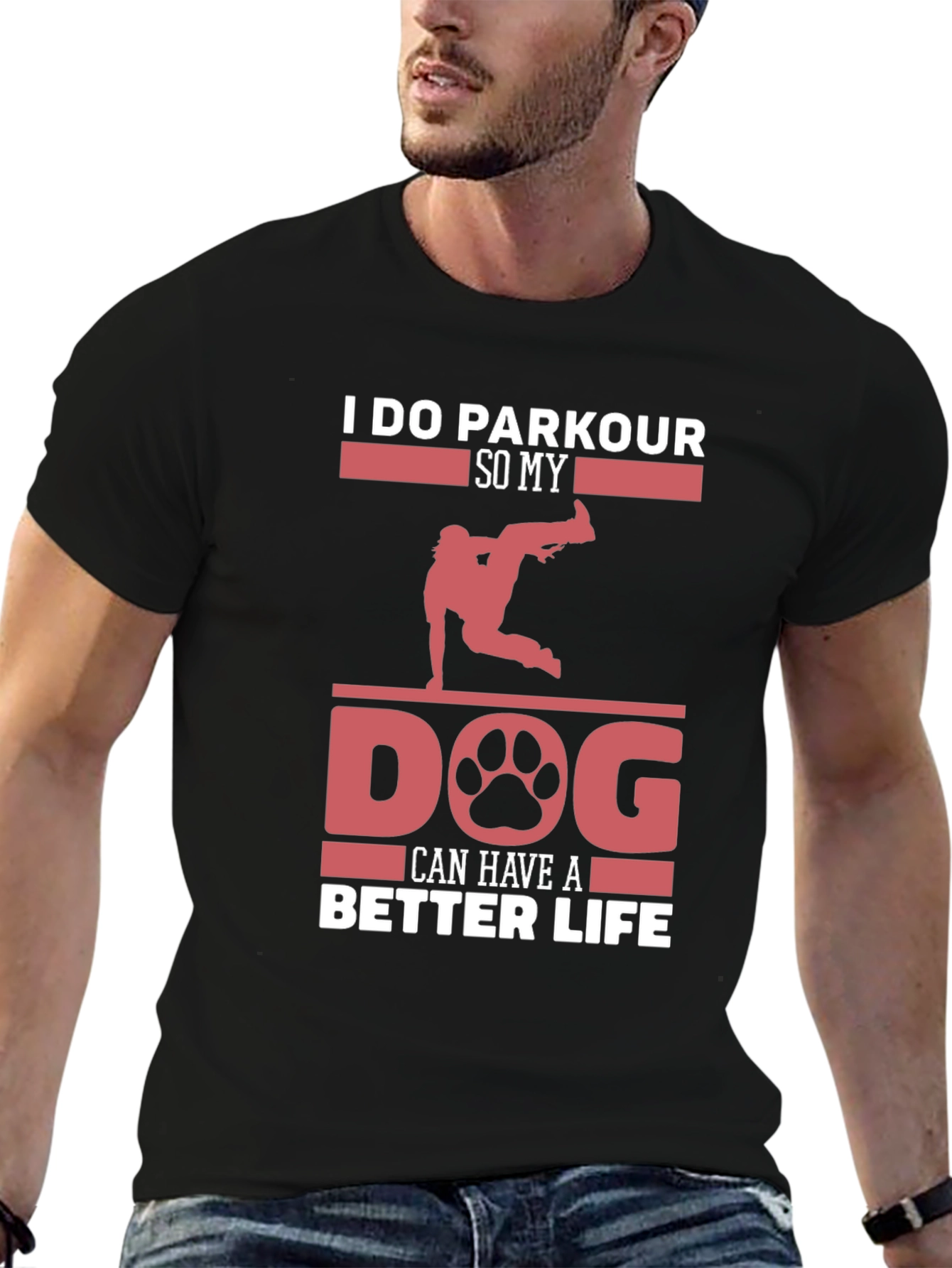 Black Parkour Dog Lover T-Shirt - Better Life Tee view 6