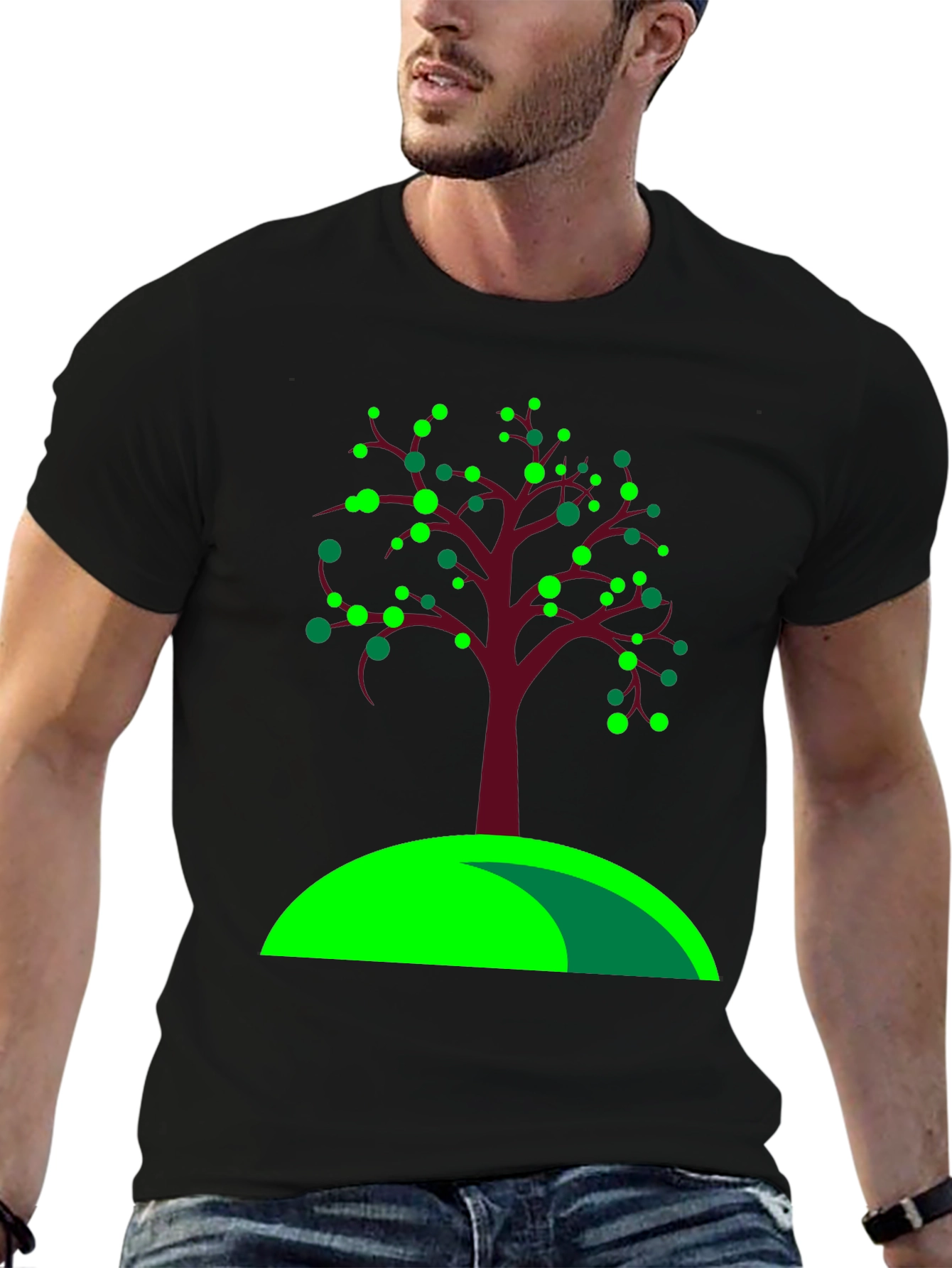 Black Nature Inspired Tree Graphic Tee view 6