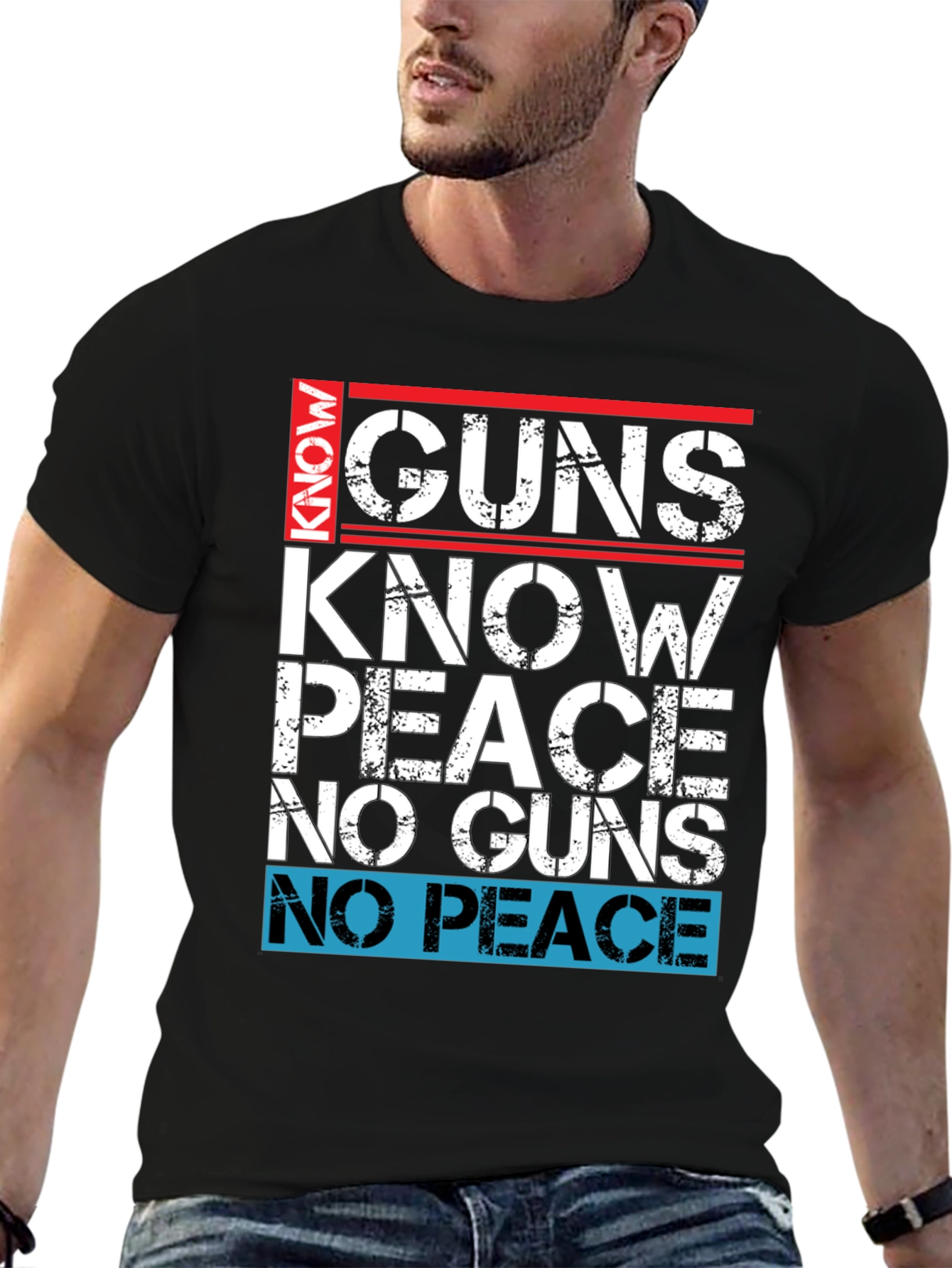 Black Guns Know Peace Men's Graphic T-Shirt view 6