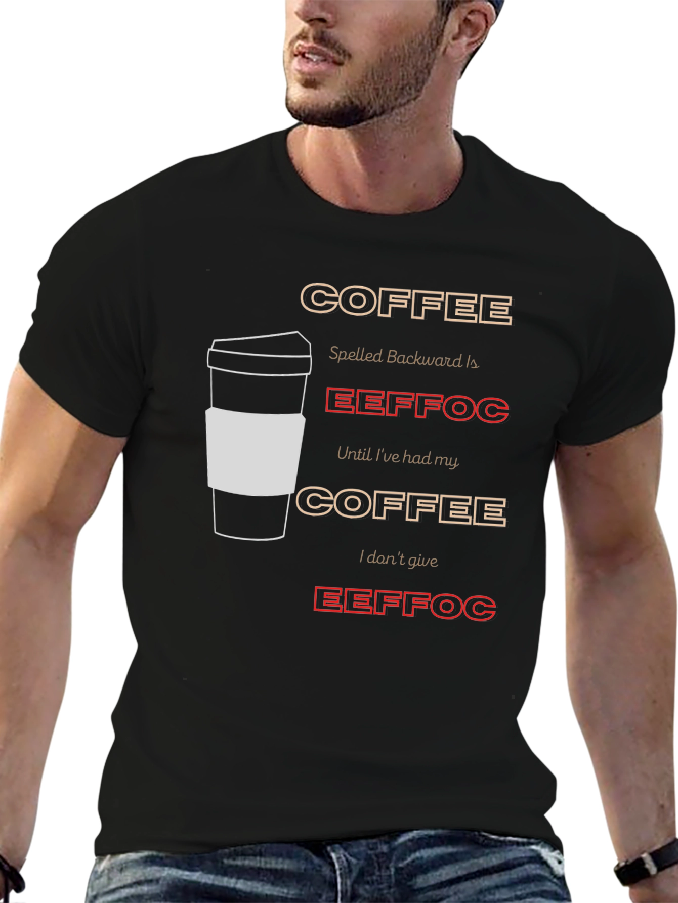 Black Coffee Backwards T-Shirt - Funny Graphic Tee view 6