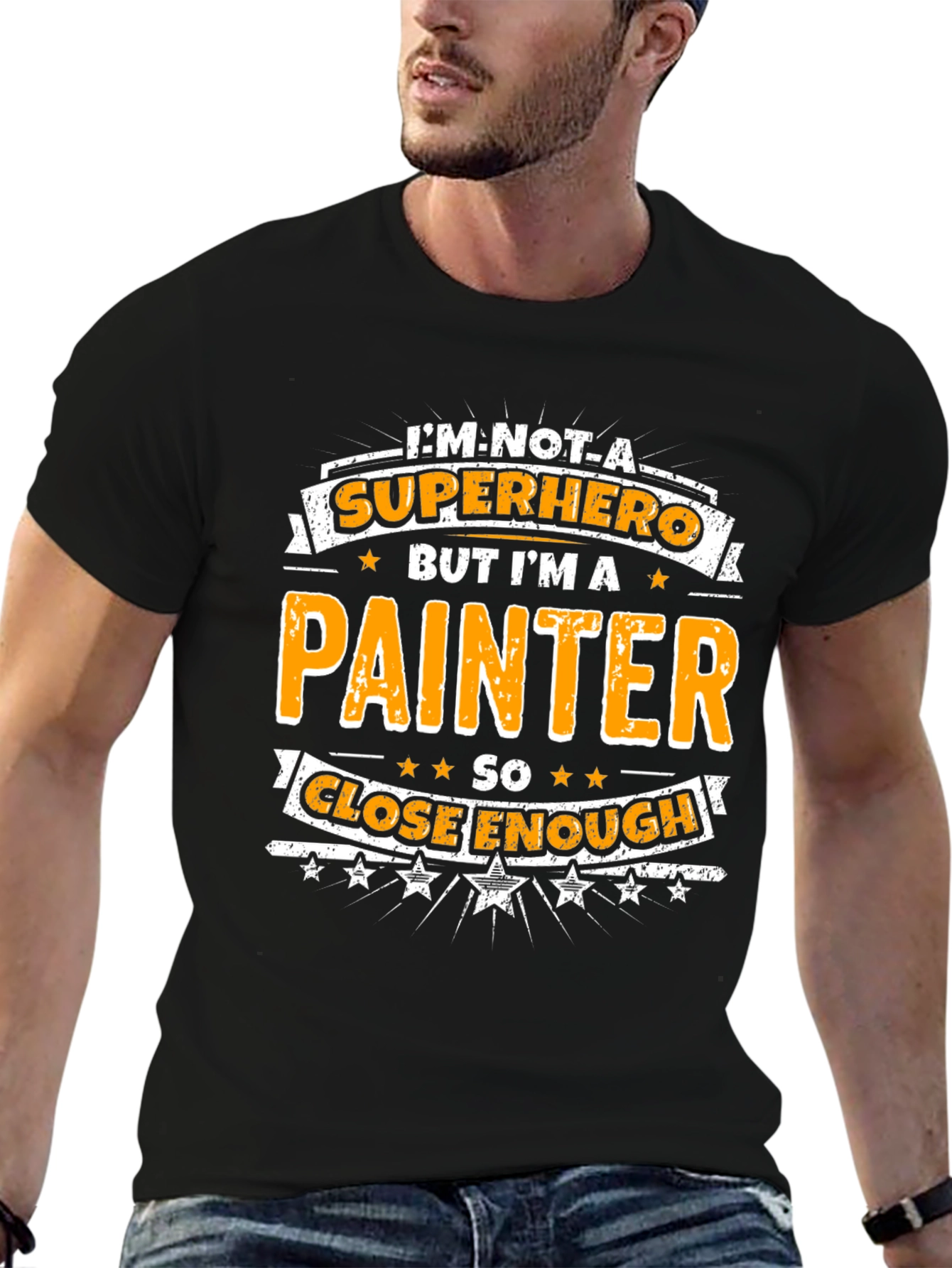 Black Painter Superhero Graphic T-Shirt - Funny Novelty Tee view 6