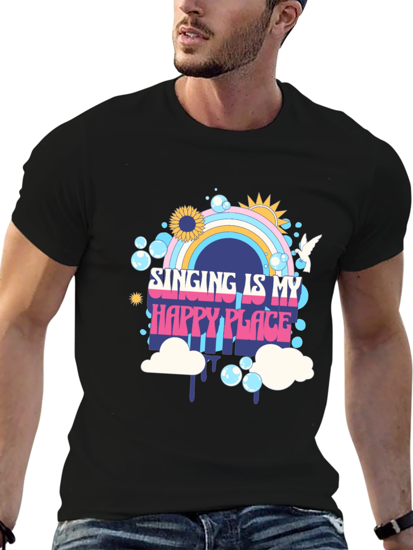 Black Singing Is My Happy Place Graphic Tee view 6