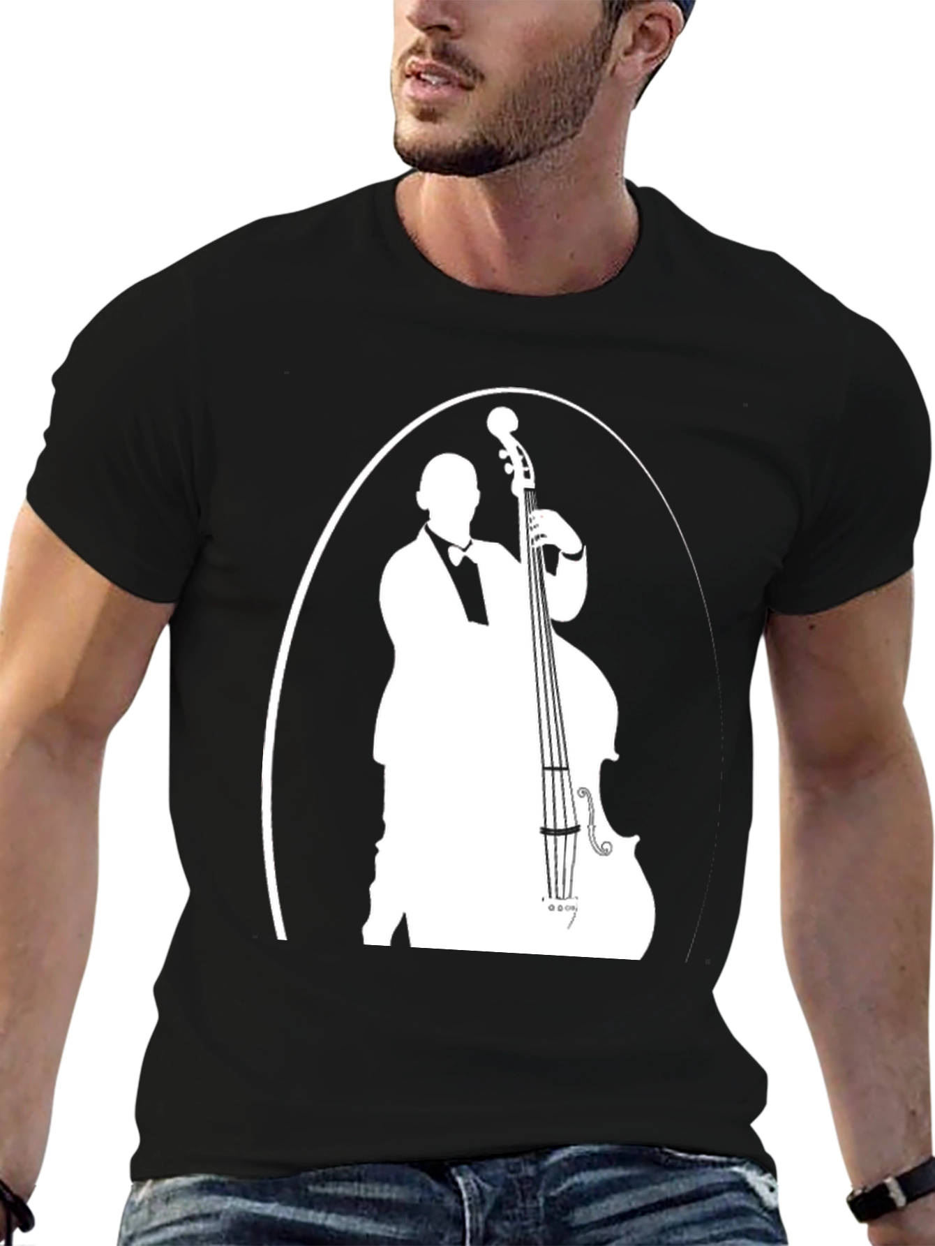 Black Bass Player Graphic T-Shirt - Cool Music Tee view 6