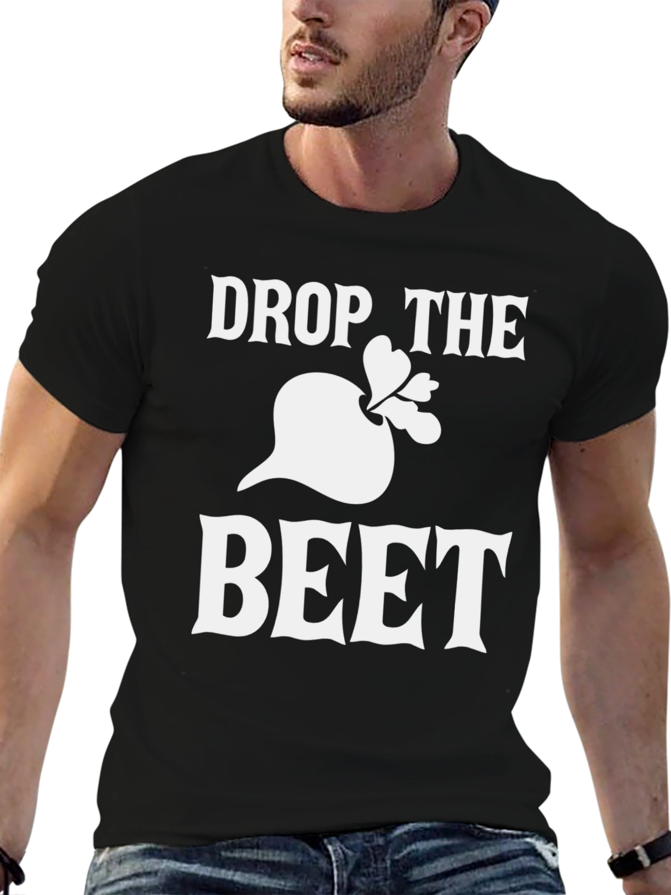 Black Drop the Beet Graphic Tee - Funny Vegan Shirt view 6