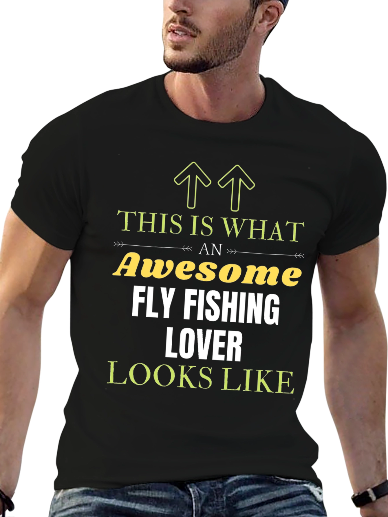 Black Awesome Fly Fishing Lover T-Shirt view 6
