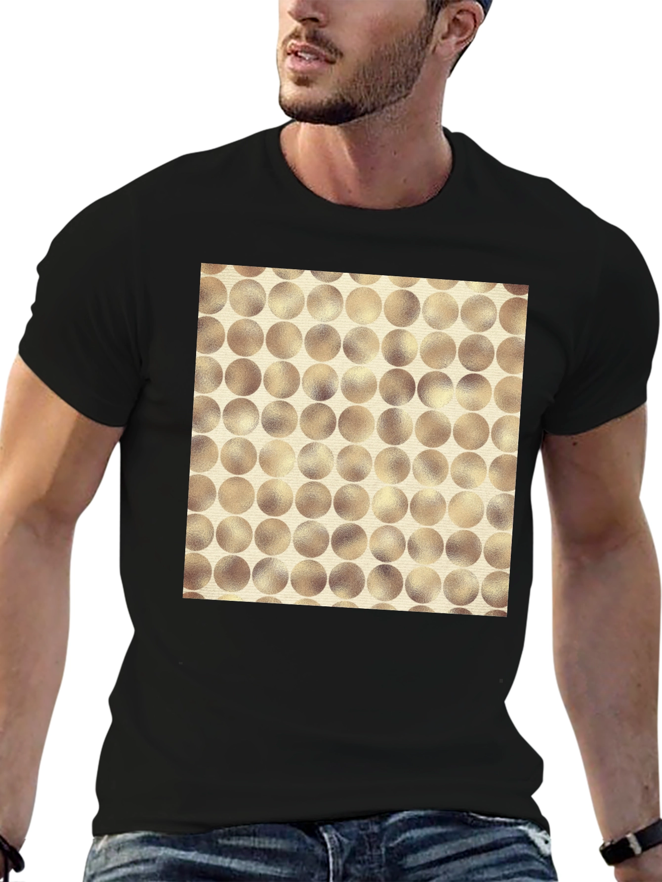 Black Modern Circle Pattern Tee - Stylish Casual Wear view 6