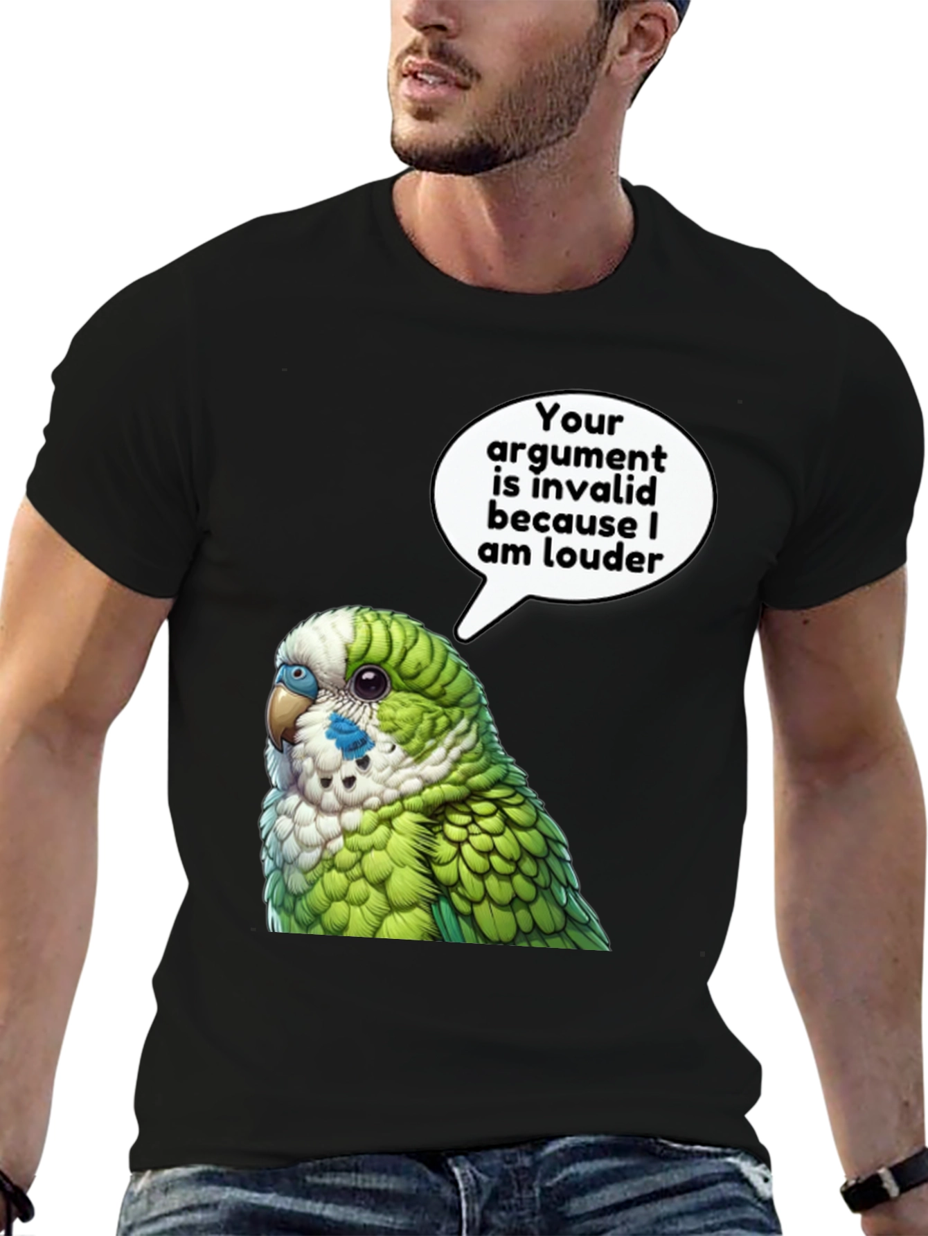 Black Parrot Loud Argument T-Shirt view 6